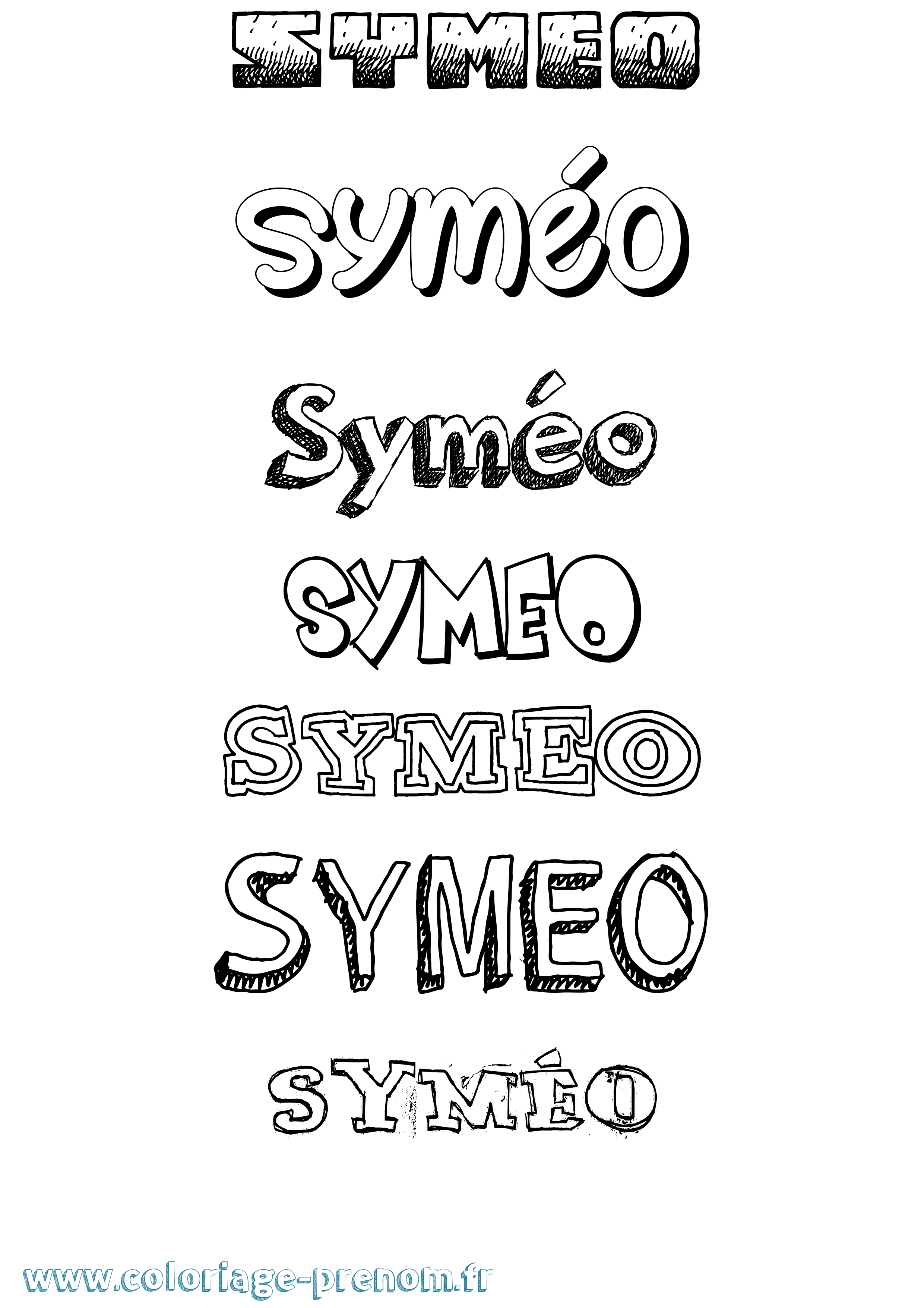 Coloriage Syméo Dessiné Coloriage prénom Syméo Dessiné