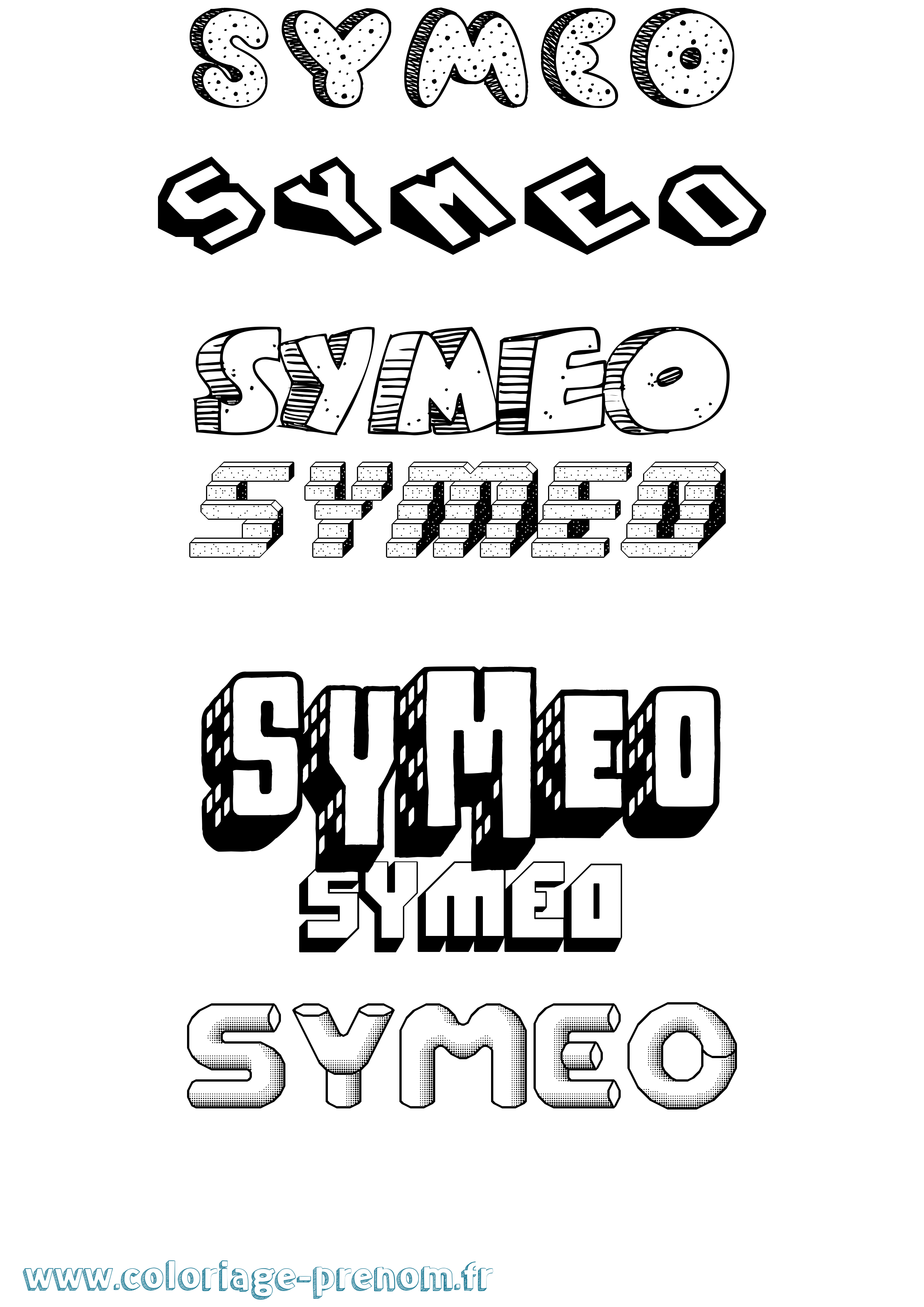 Coloriage Syméo Effet 3D Coloriage prénom Syméo Effet 3D