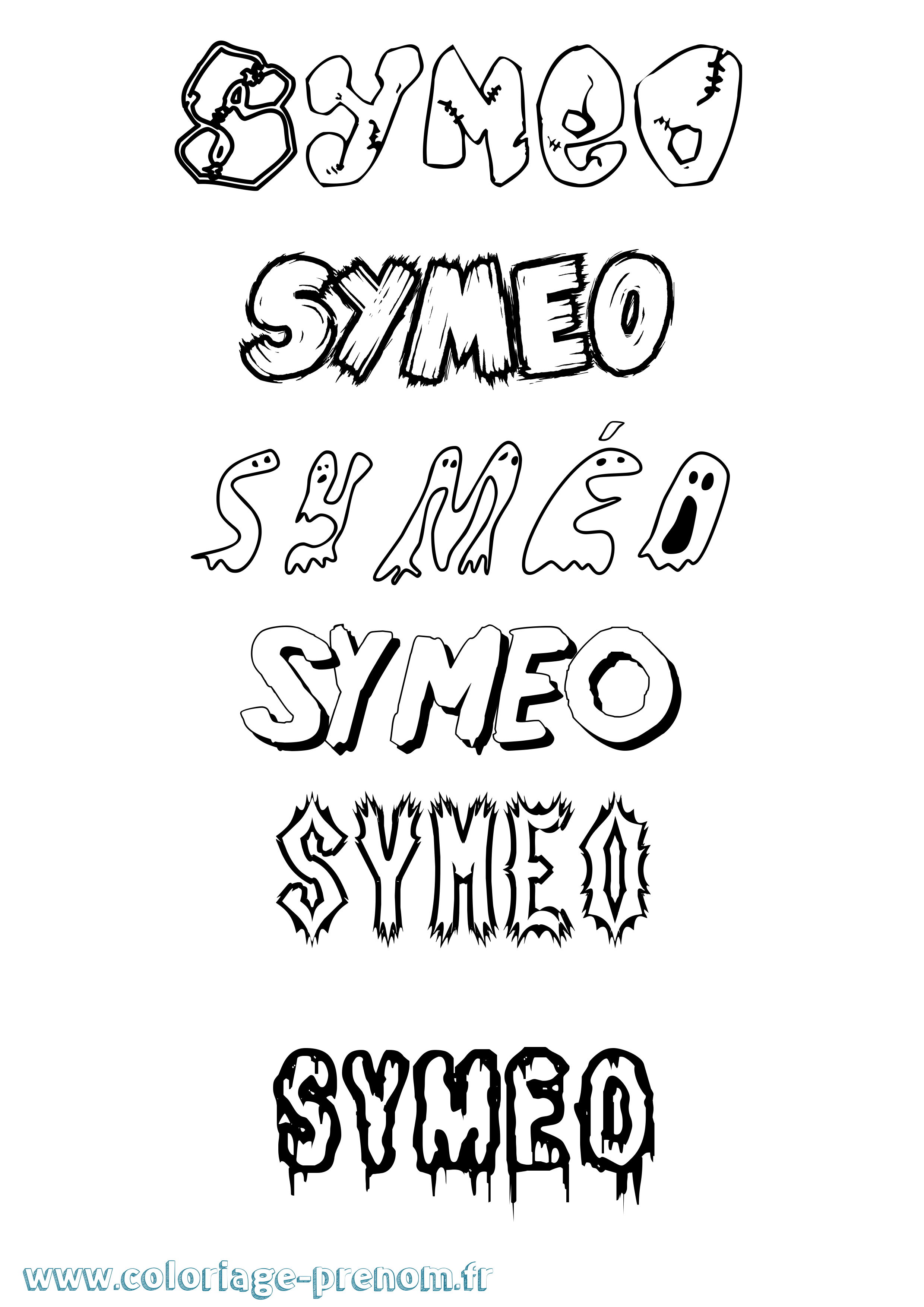 Coloriage Syméo Frisson Coloriage prénom Syméo Frisson