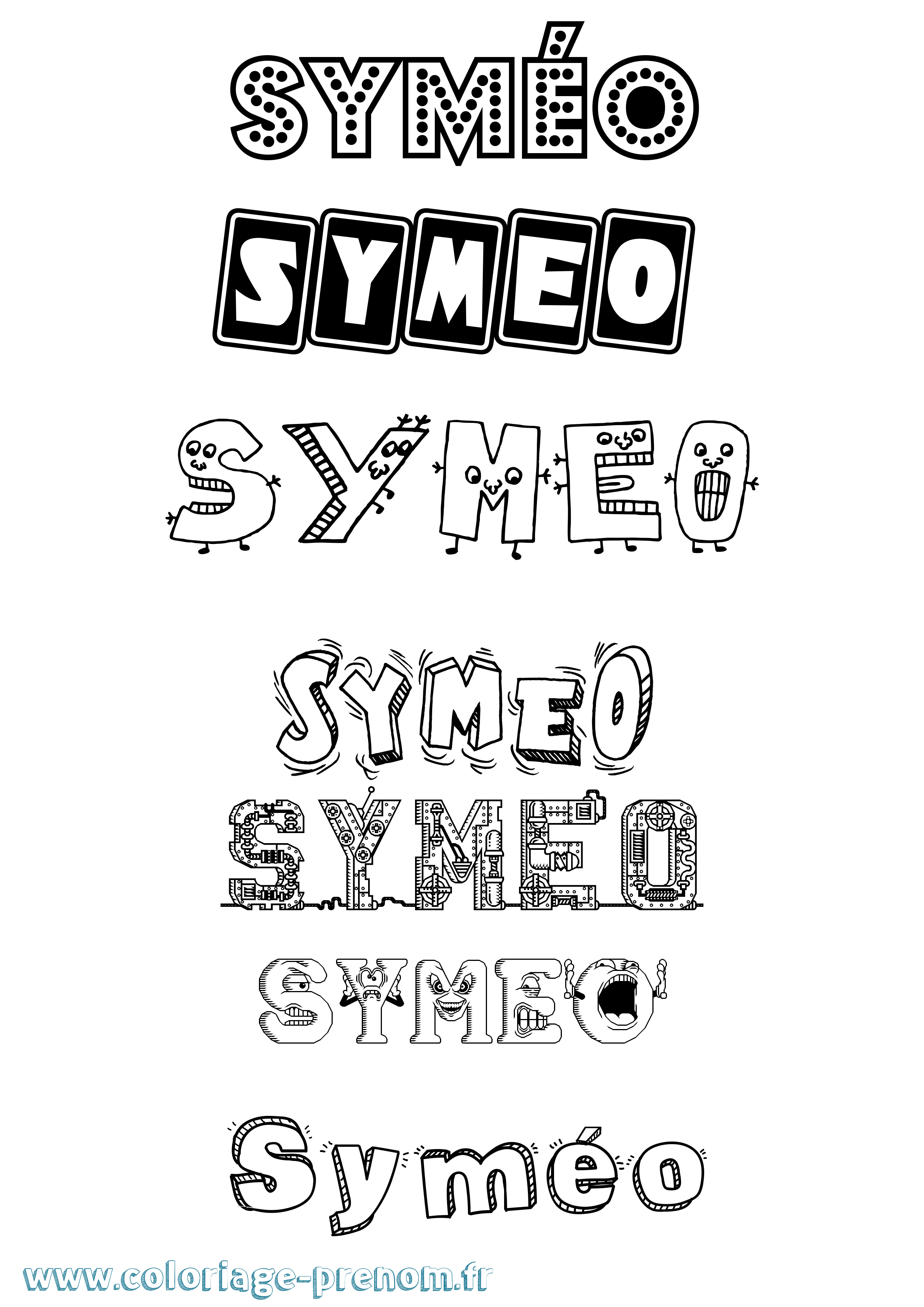 Coloriage Syméo Fun Coloriage prénom Syméo Fun