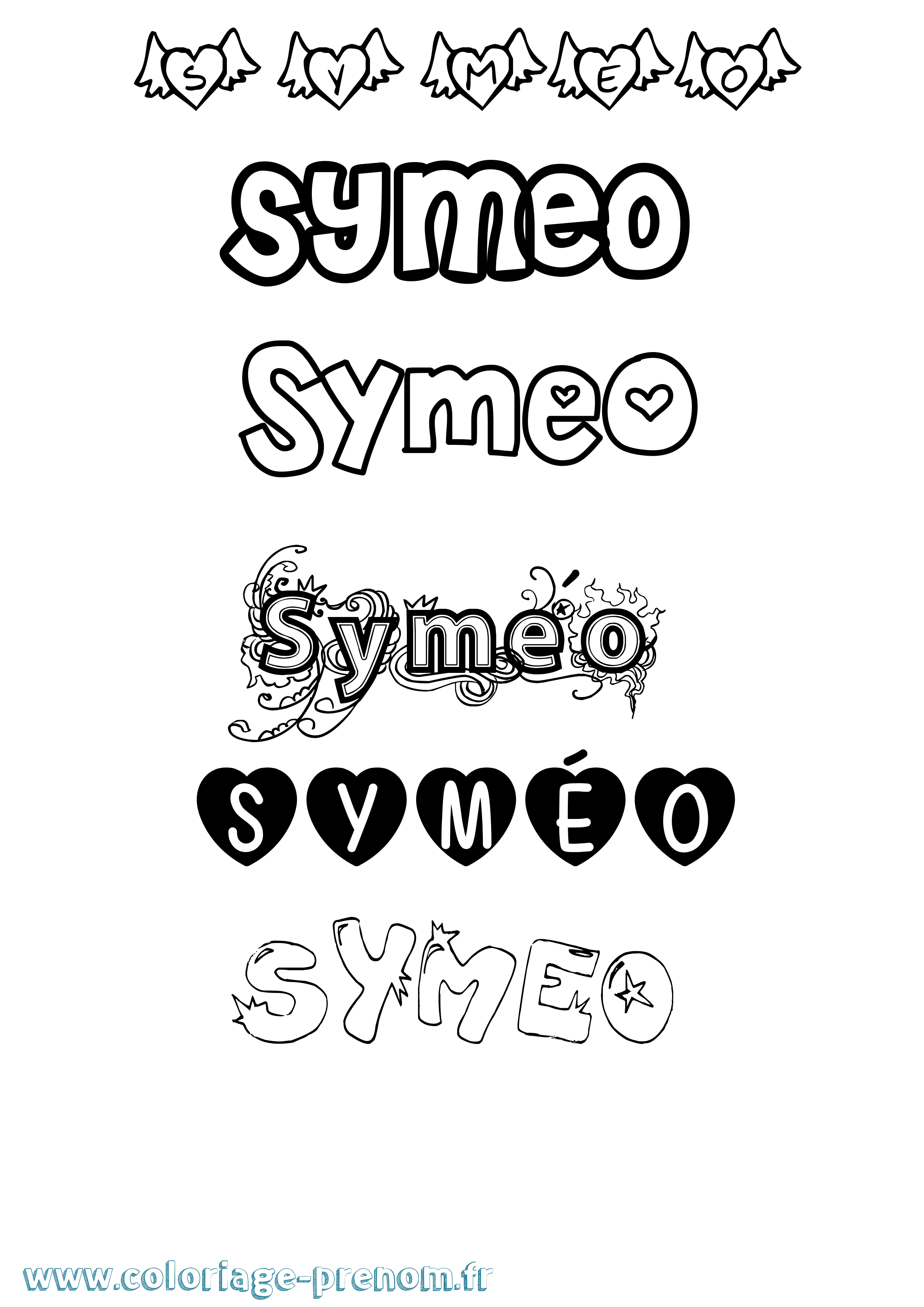 Coloriage Syméo Girly Coloriage prénom Syméo Girly