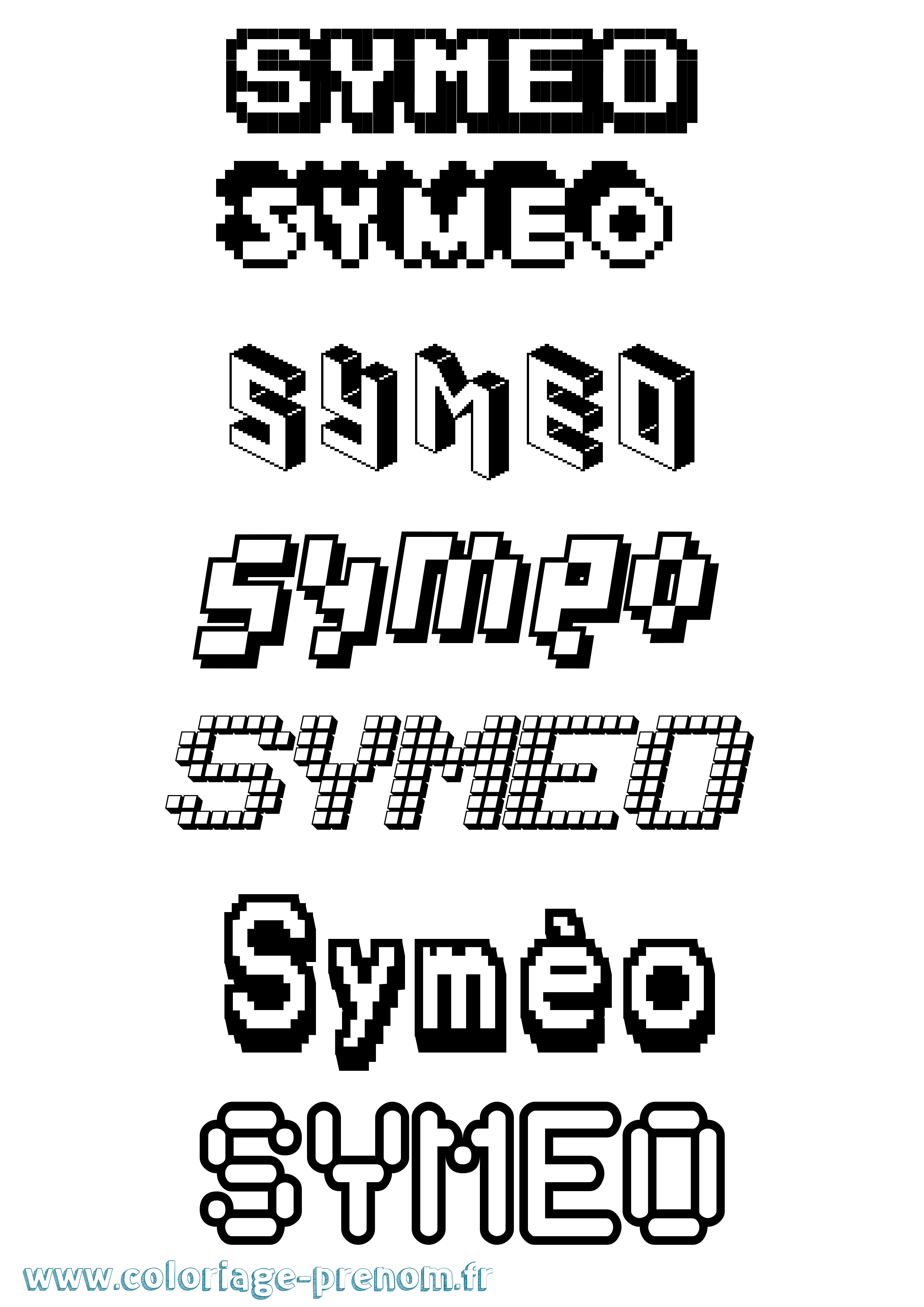 Coloriage Syméo Pixel Coloriage prénom Syméo Pixel