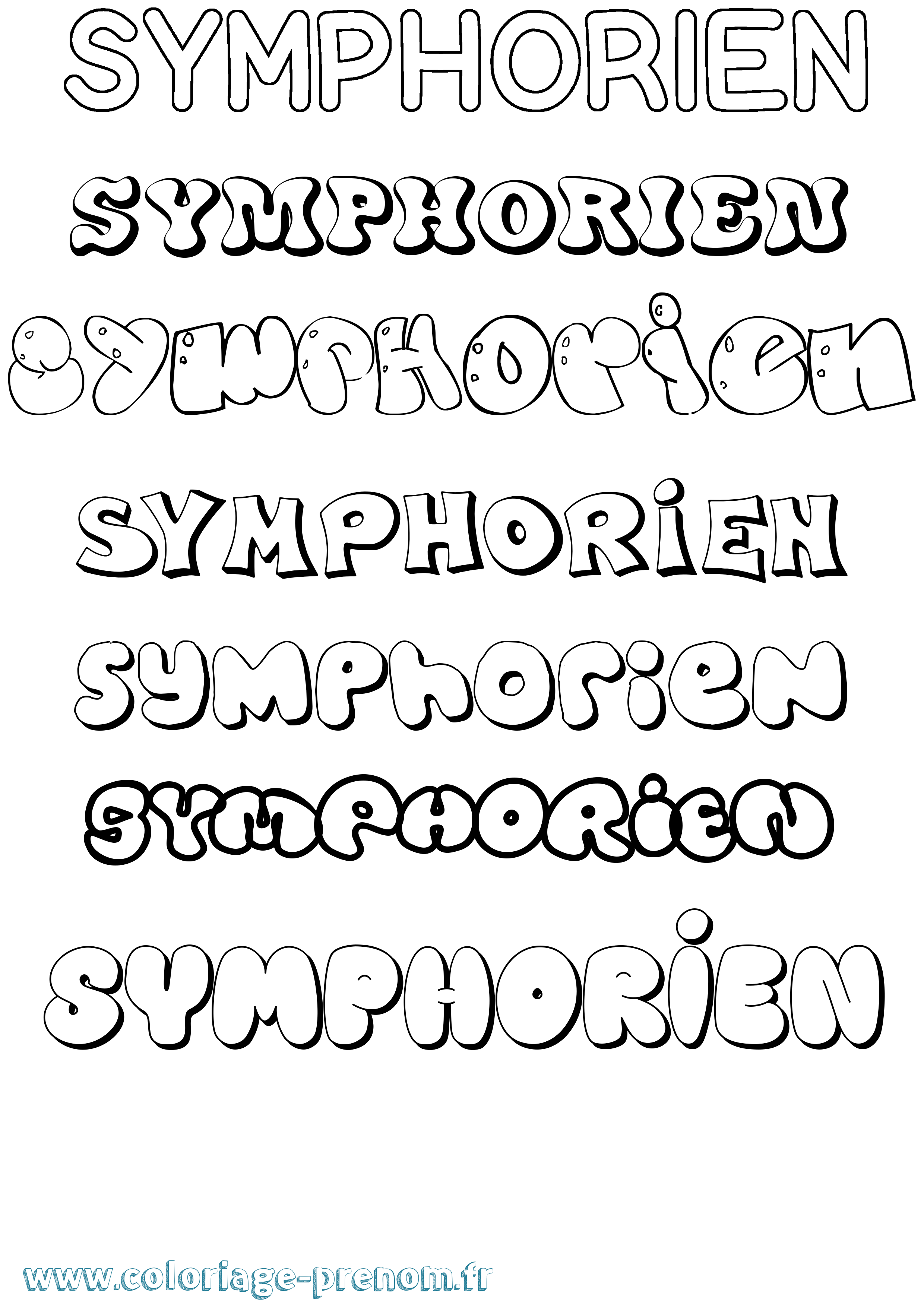 Coloriage Symphorien Bubble Coloriage prénom Symphorien Bubble