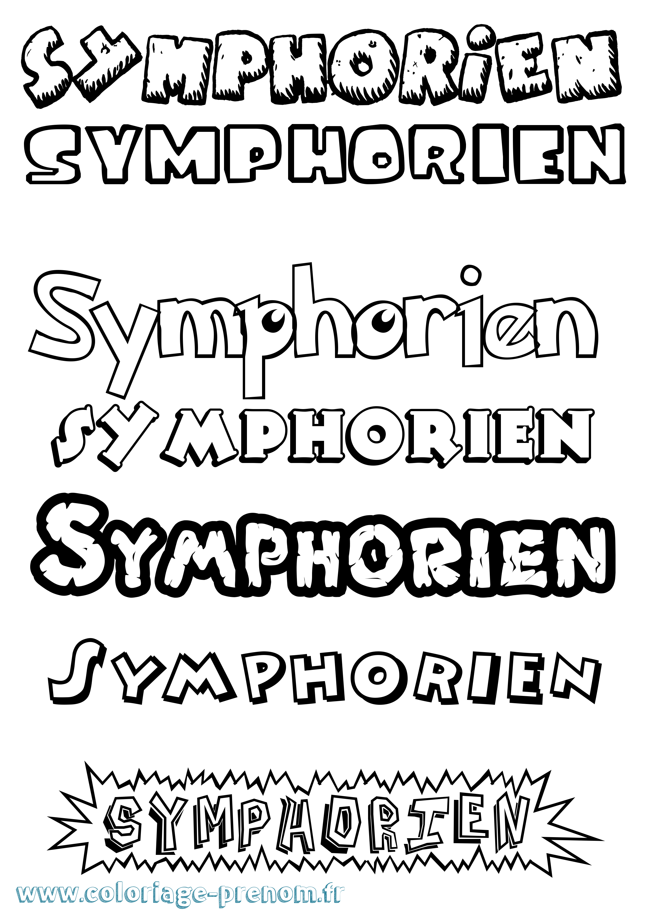 Coloriage Symphorien Dessin Animé Coloriage prénom Symphorien Dessin Animé