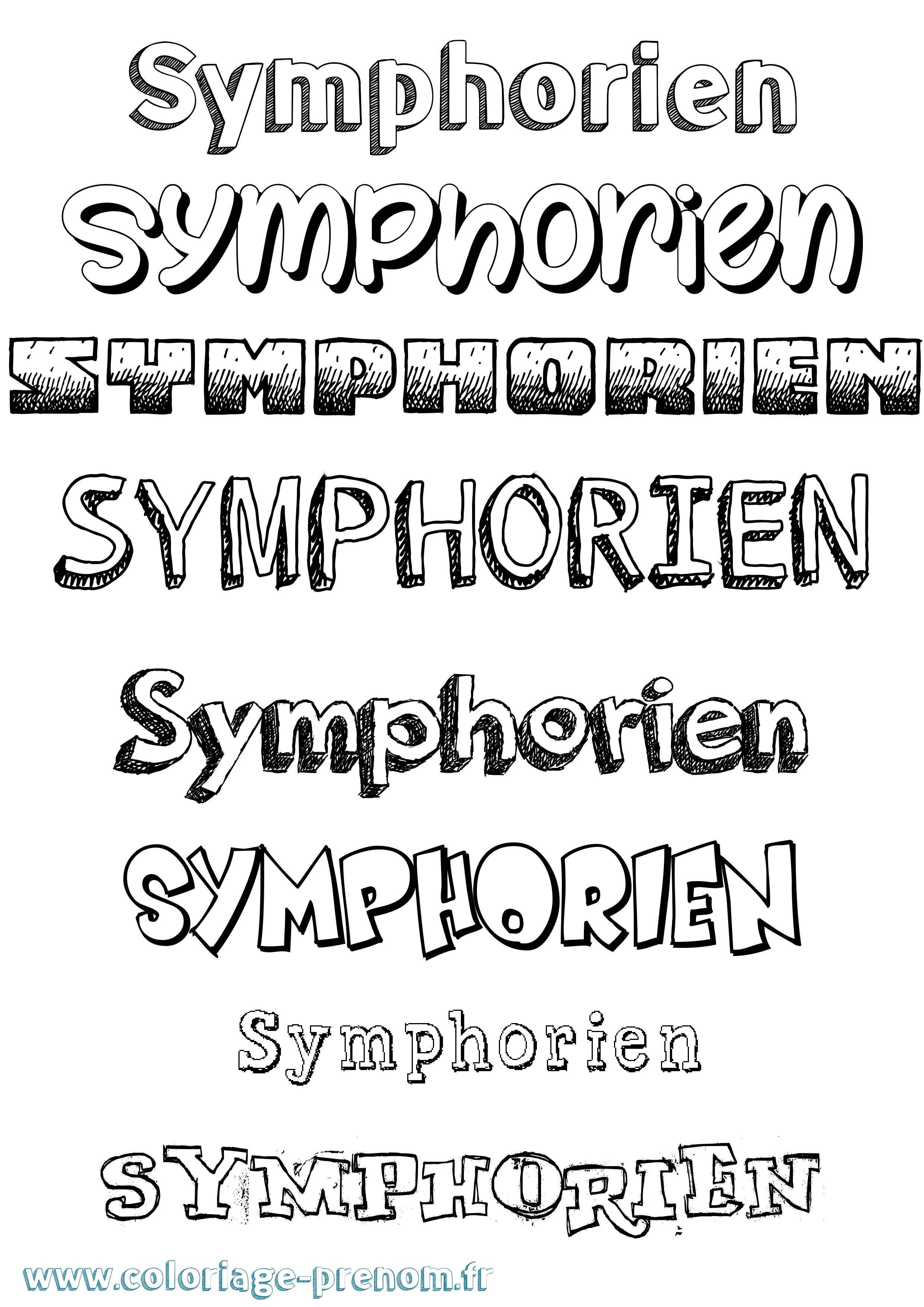 Coloriage Symphorien Dessiné Coloriage prénom Symphorien Dessiné