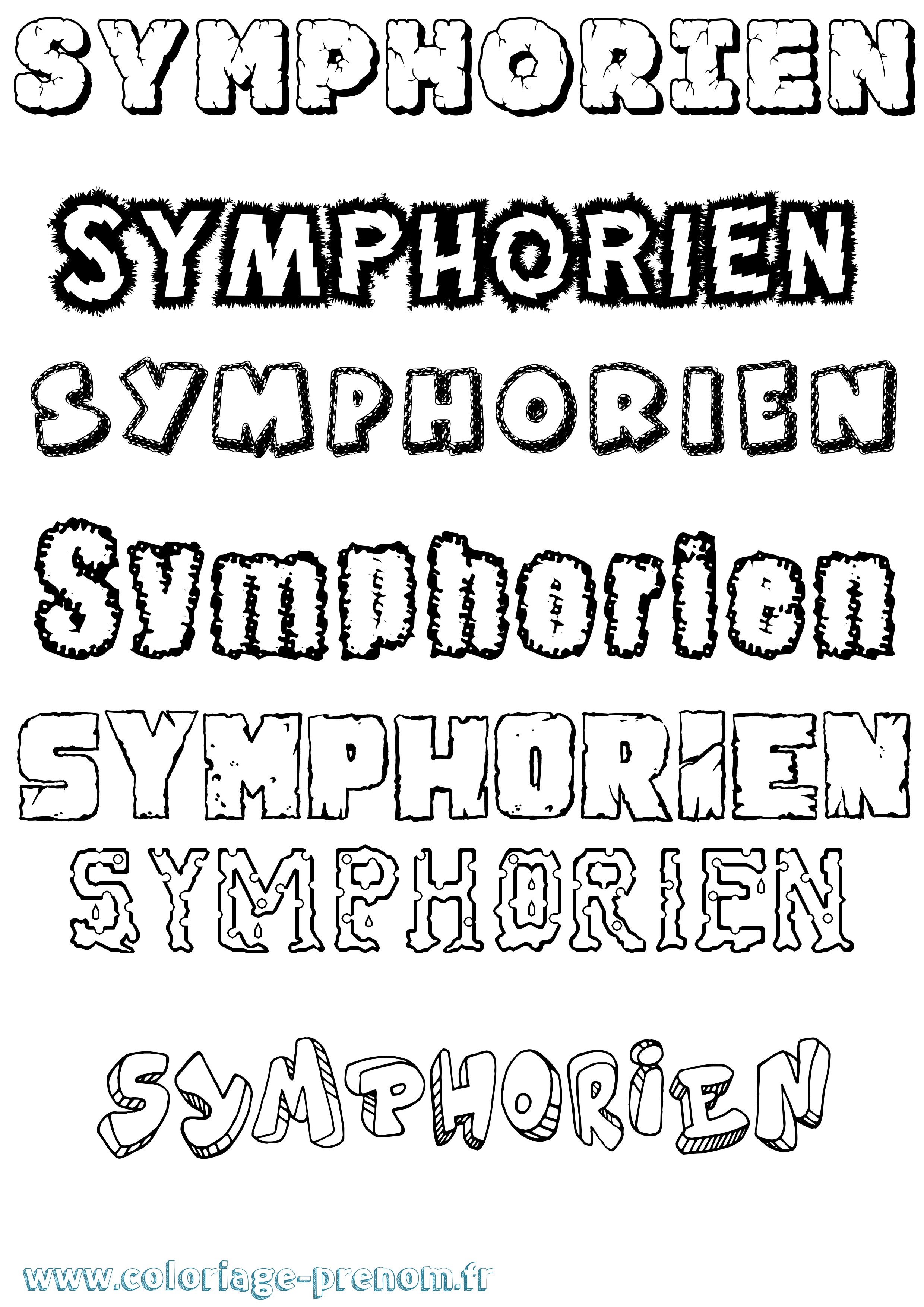 Coloriage Symphorien Destructuré Coloriage prénom Symphorien Destructuré