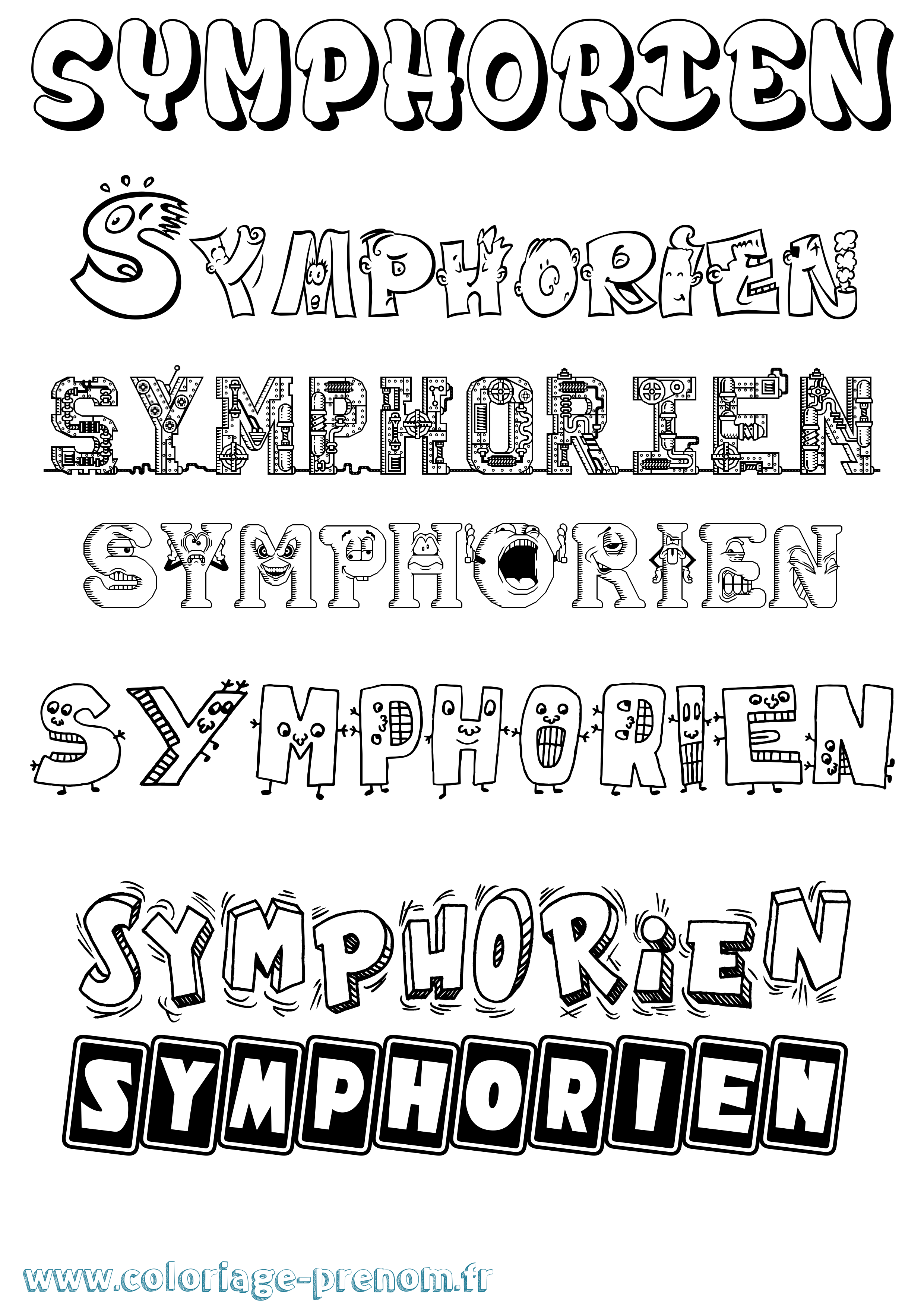 Coloriage Symphorien Fun Coloriage prénom Symphorien Fun