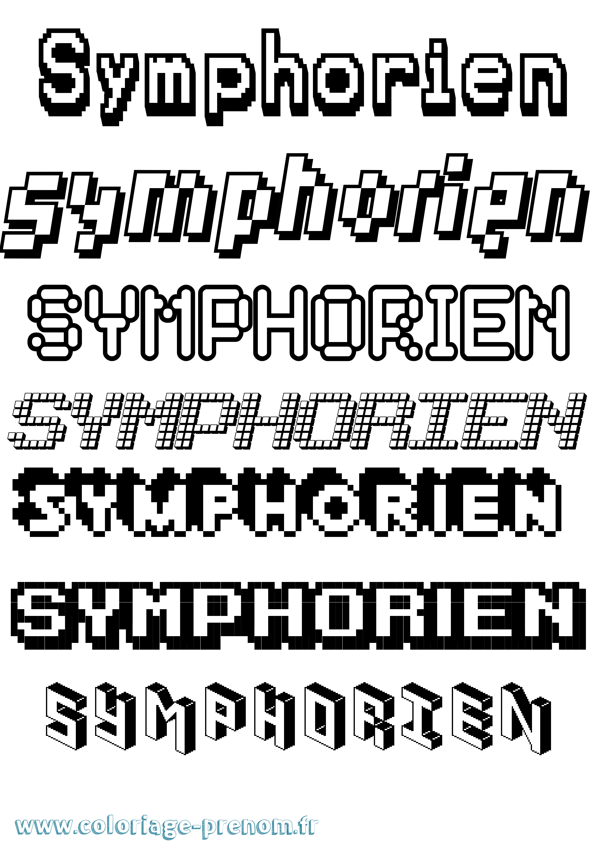 Coloriage Symphorien Pixel Coloriage prénom Symphorien Pixel