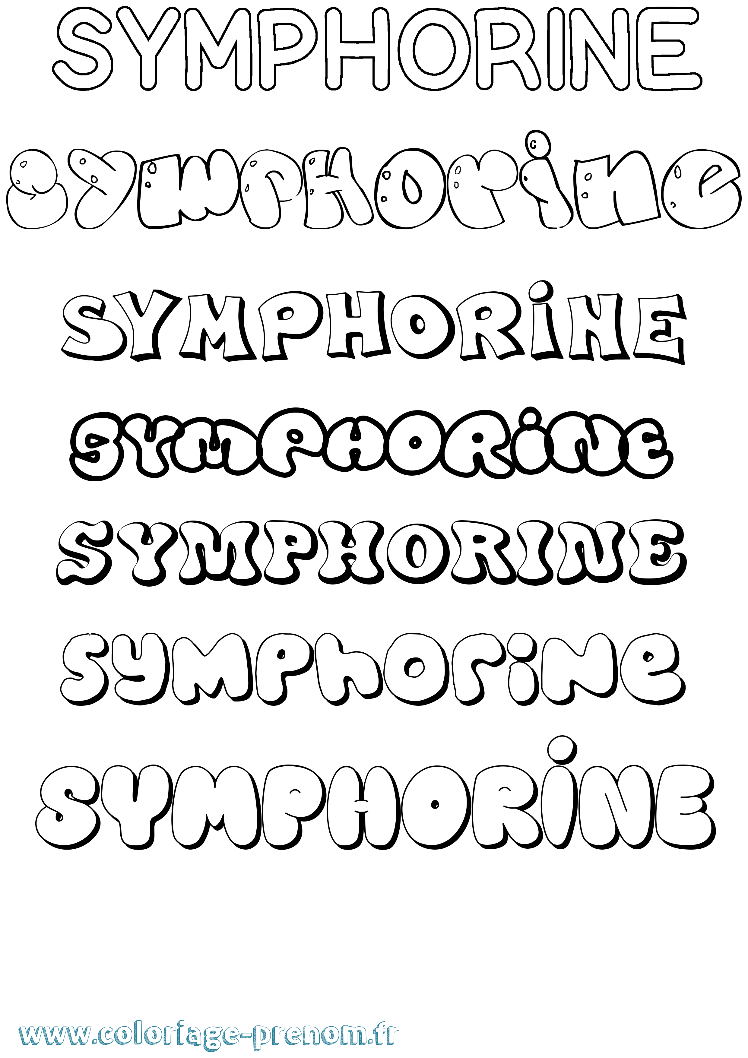 Coloriage Symphorine Bubble Coloriage prénom Symphorine Bubble