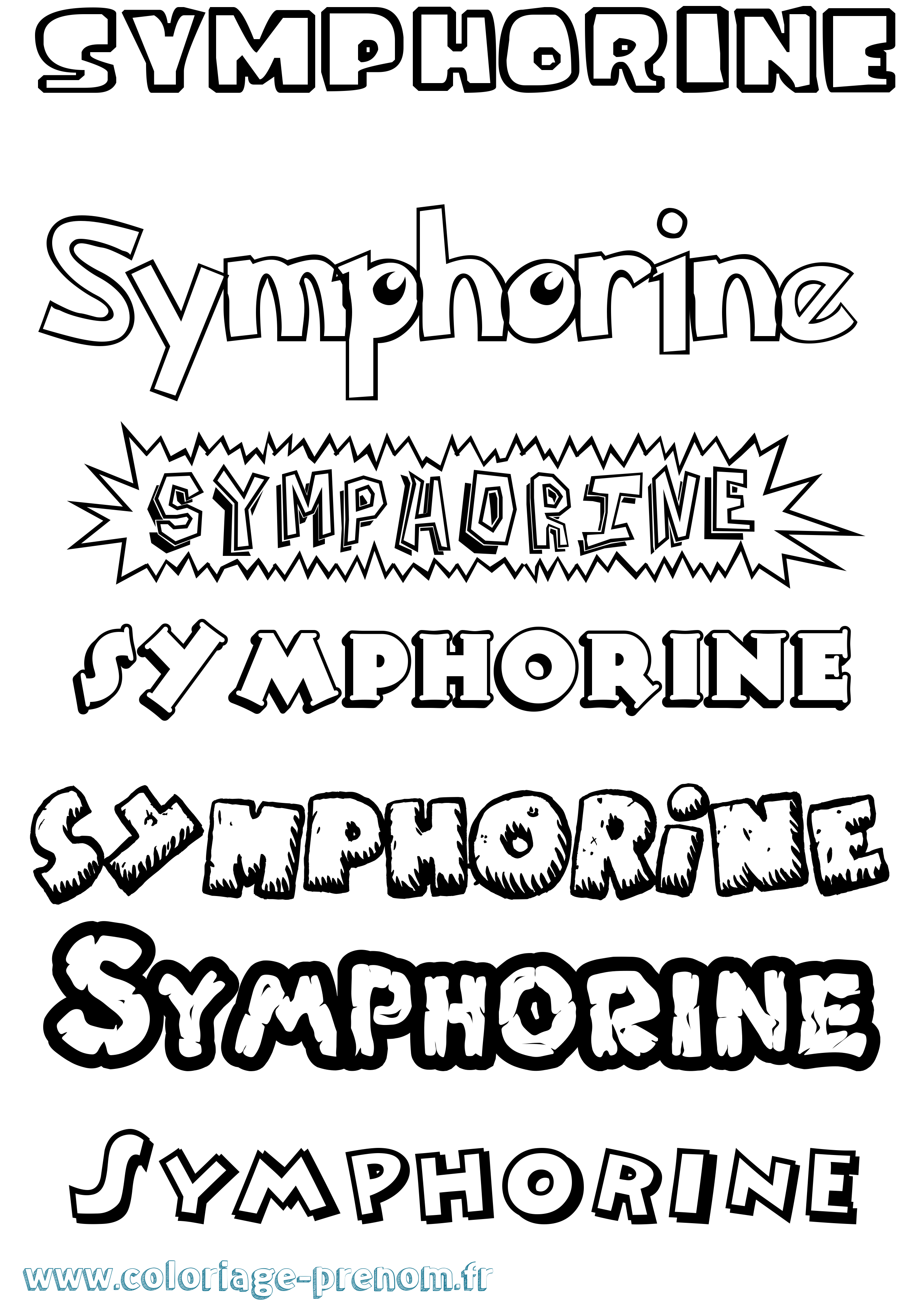 Coloriage Symphorine Dessin Animé Coloriage prénom Symphorine Dessin Animé