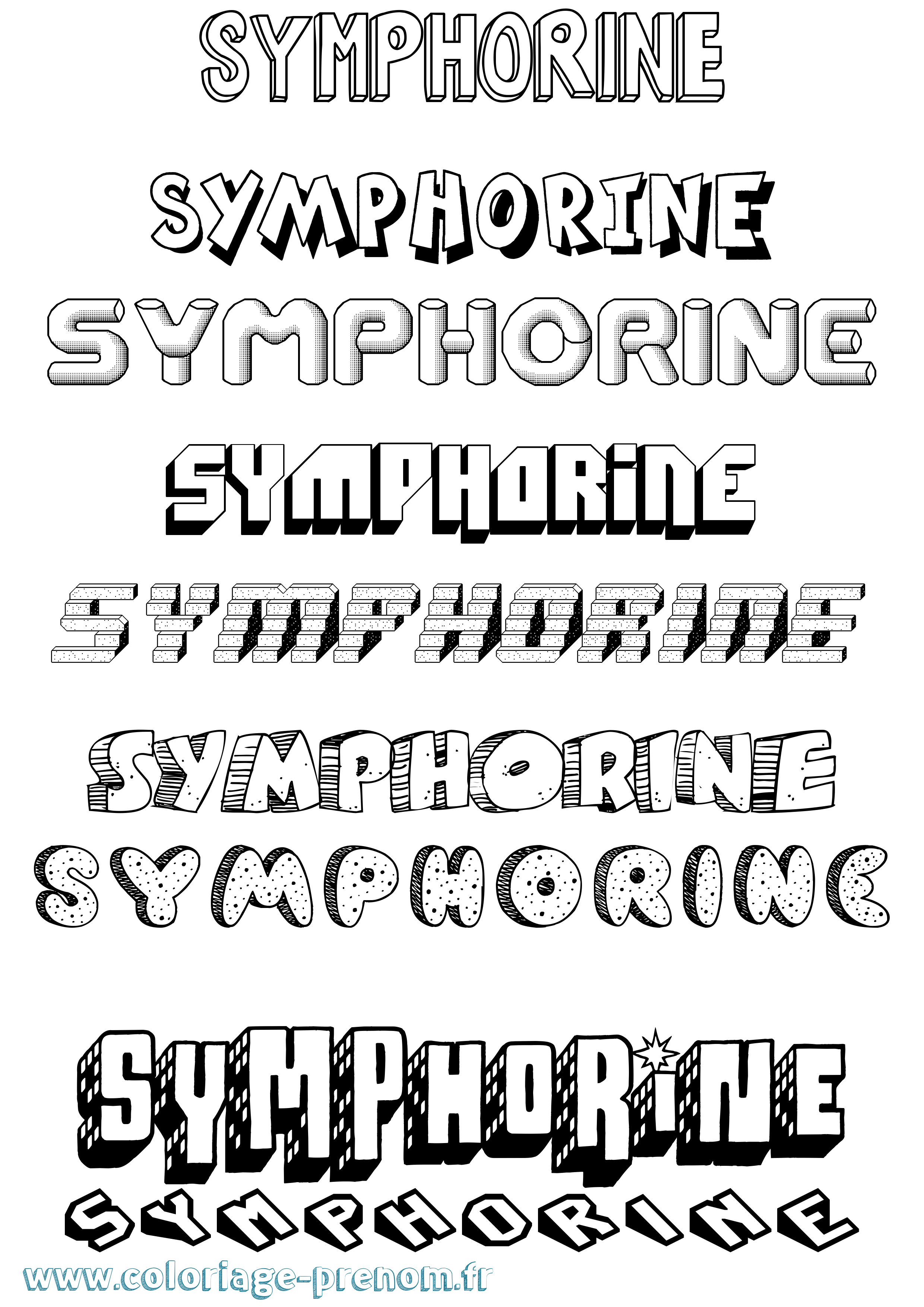 Coloriage Symphorine Effet 3D Coloriage prénom Symphorine Effet 3D