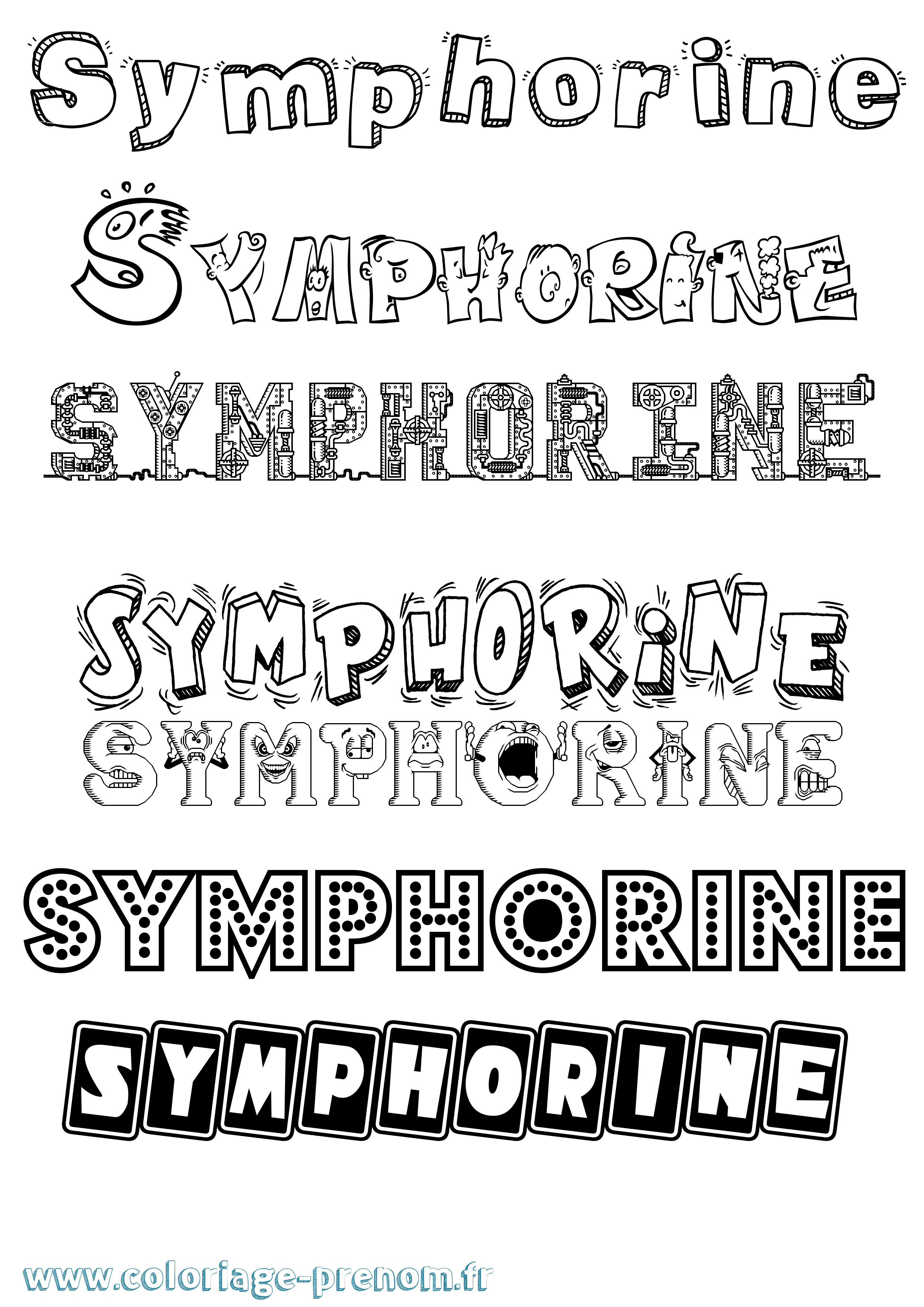 Coloriage Symphorine Fun Coloriage prénom Symphorine Fun