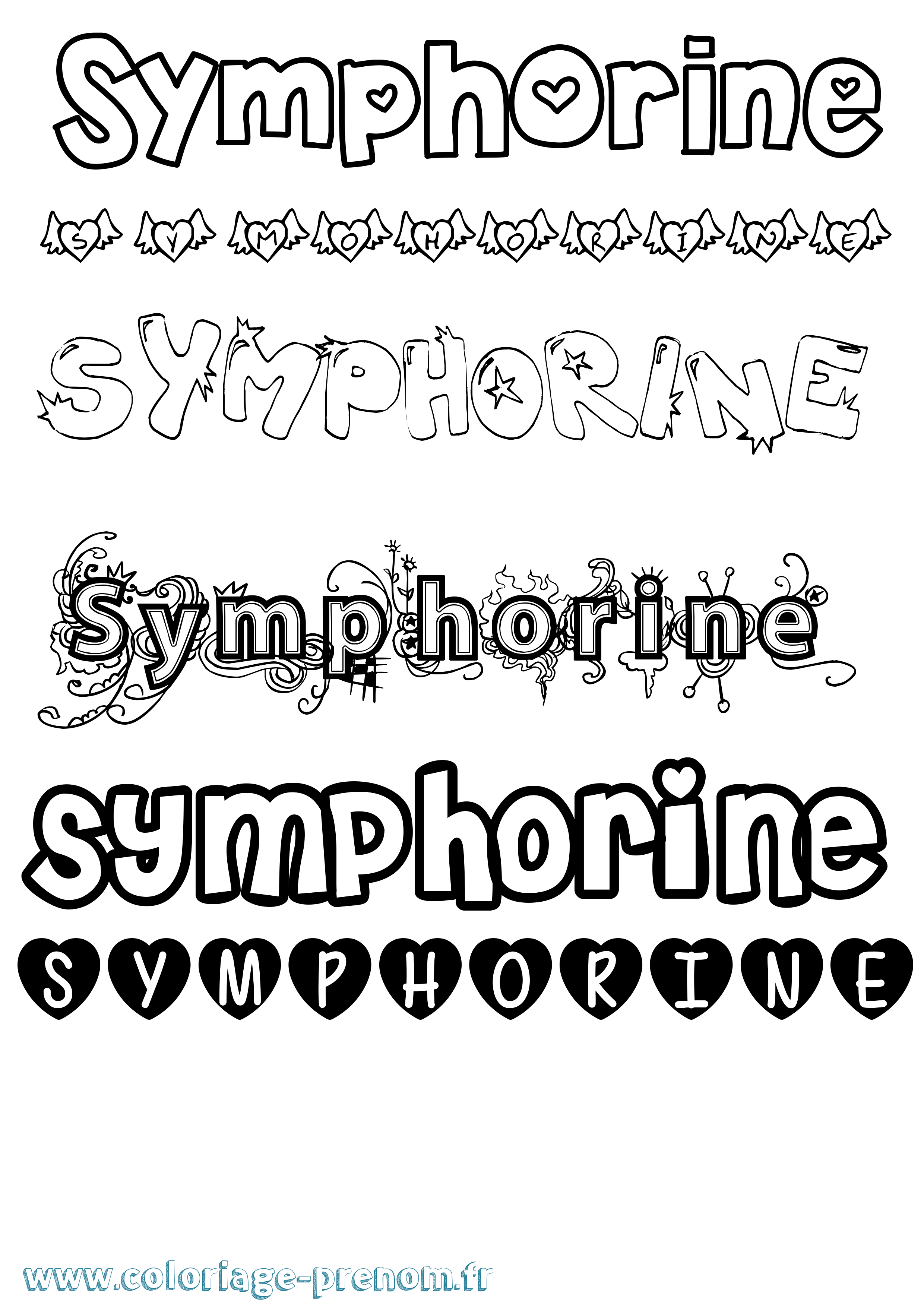 Coloriage Symphorine Girly Coloriage prénom Symphorine Girly