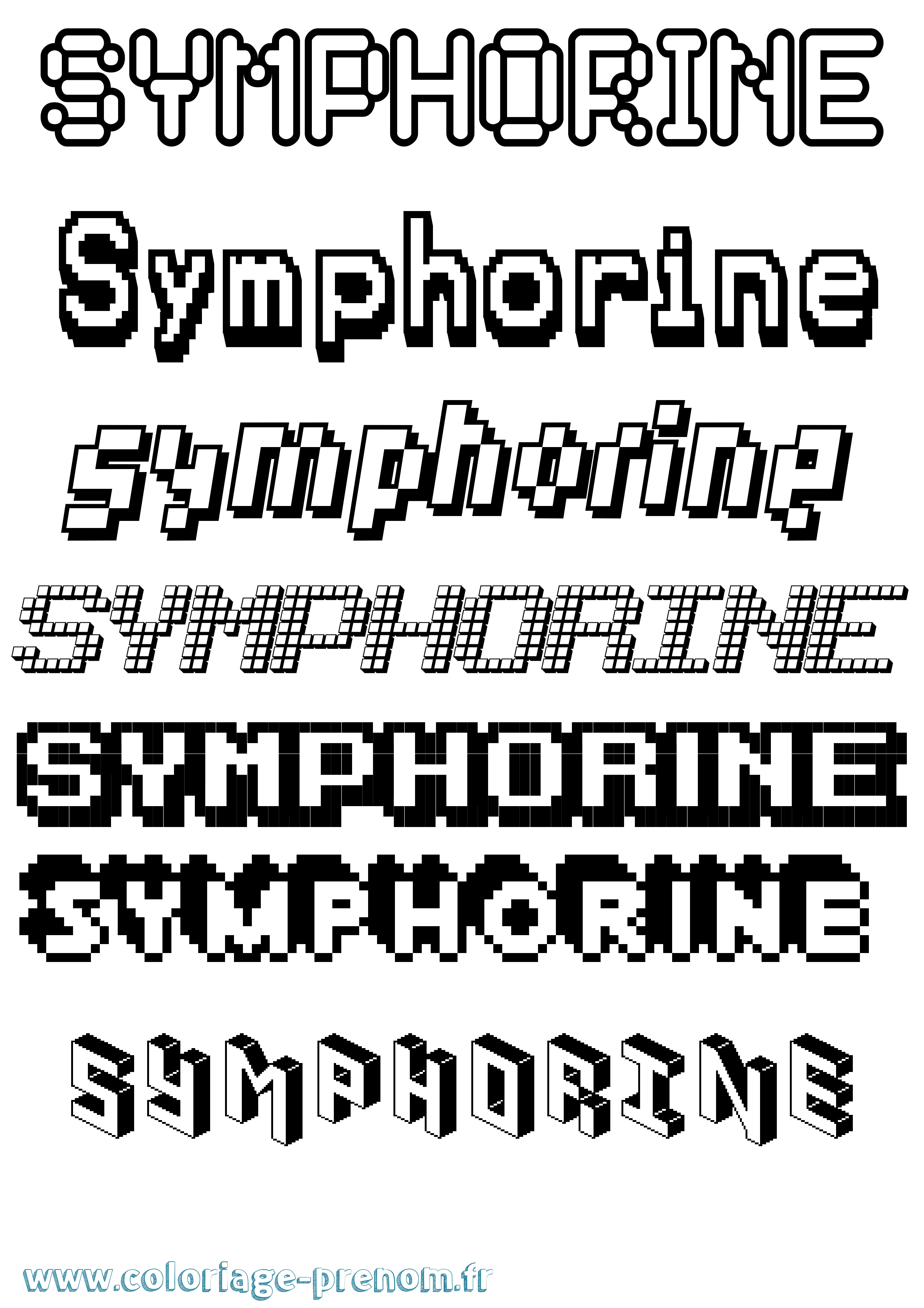 Coloriage Symphorine Pixel Coloriage prénom Symphorine Pixel