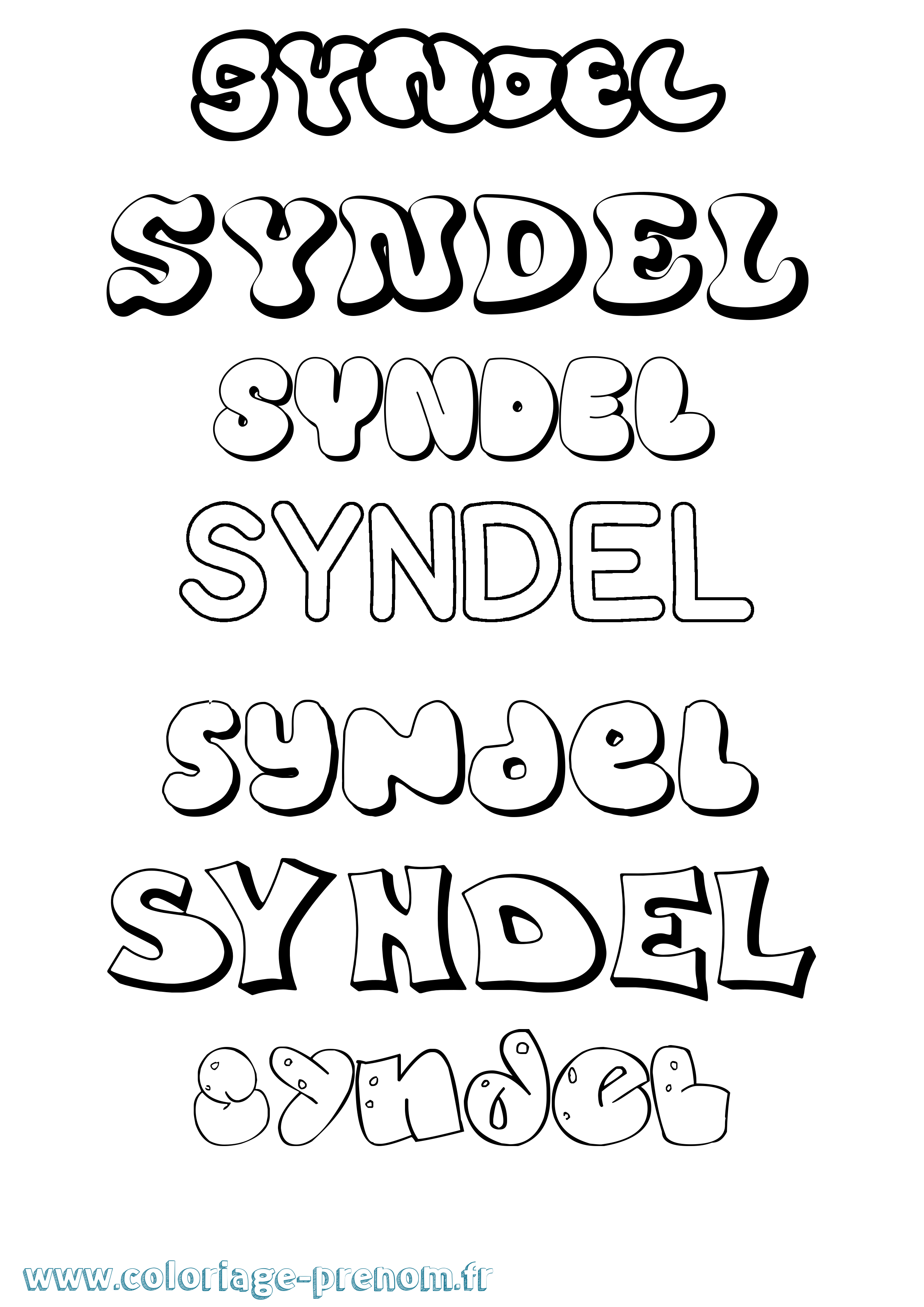 Coloriage Syndel Bubble Coloriage prénom Syndel Bubble