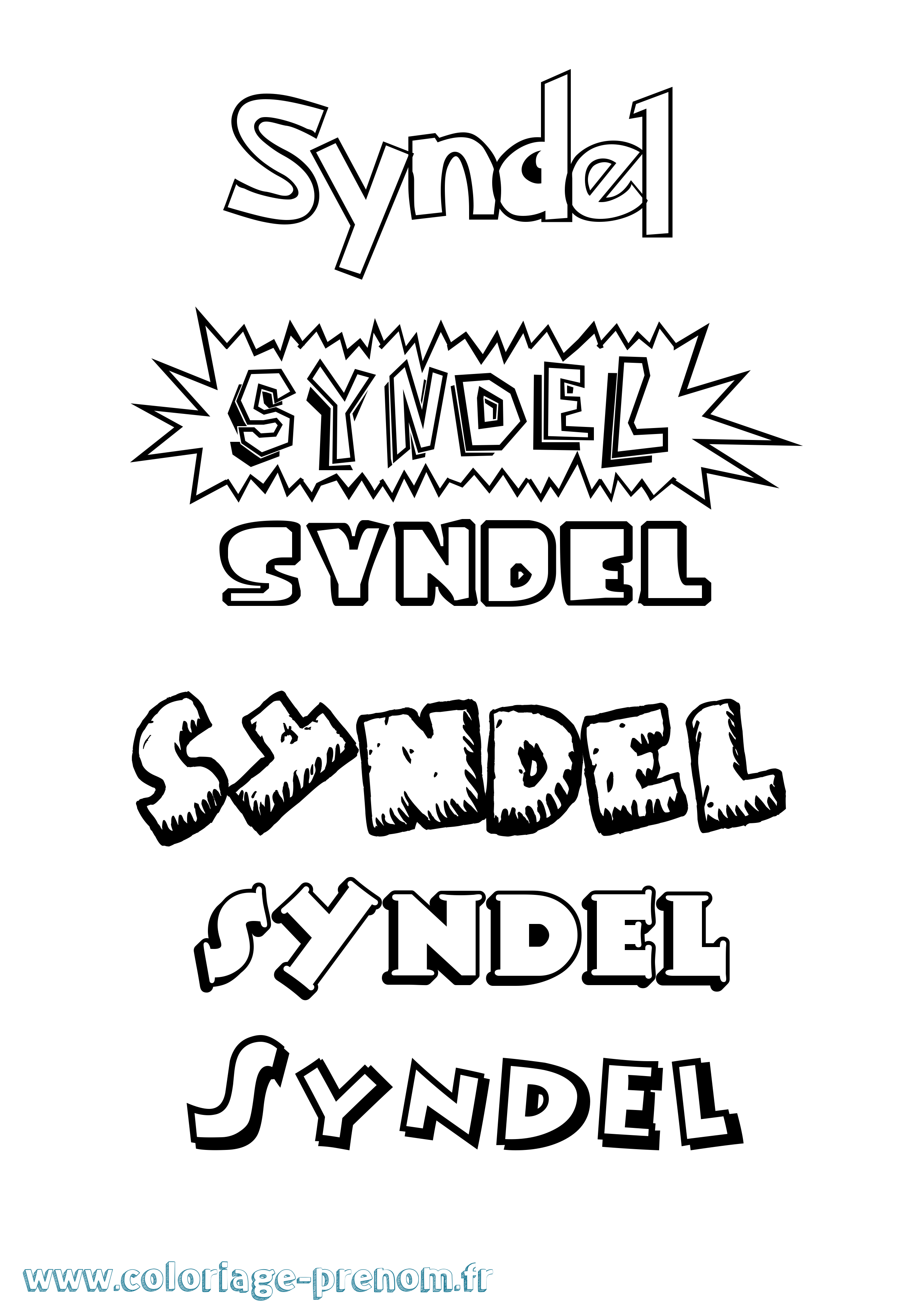 Coloriage Syndel Dessin Animé Coloriage prénom Syndel Dessin Animé