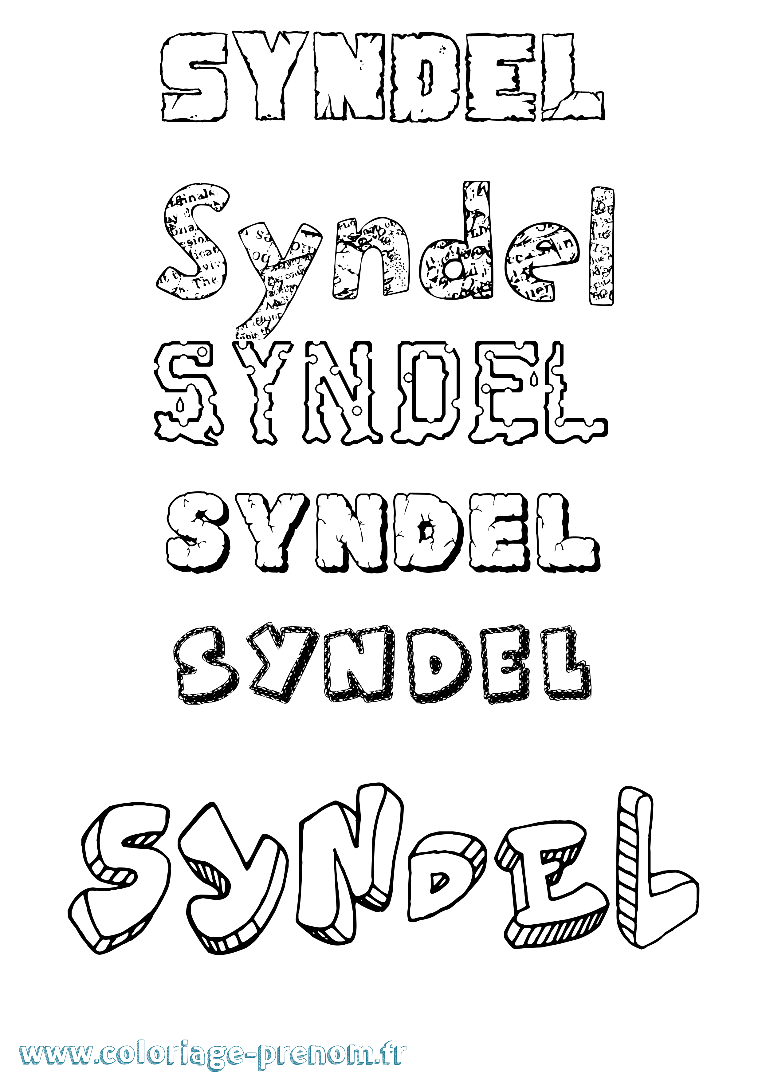 Coloriage Syndel Destructuré Coloriage prénom Syndel Destructuré