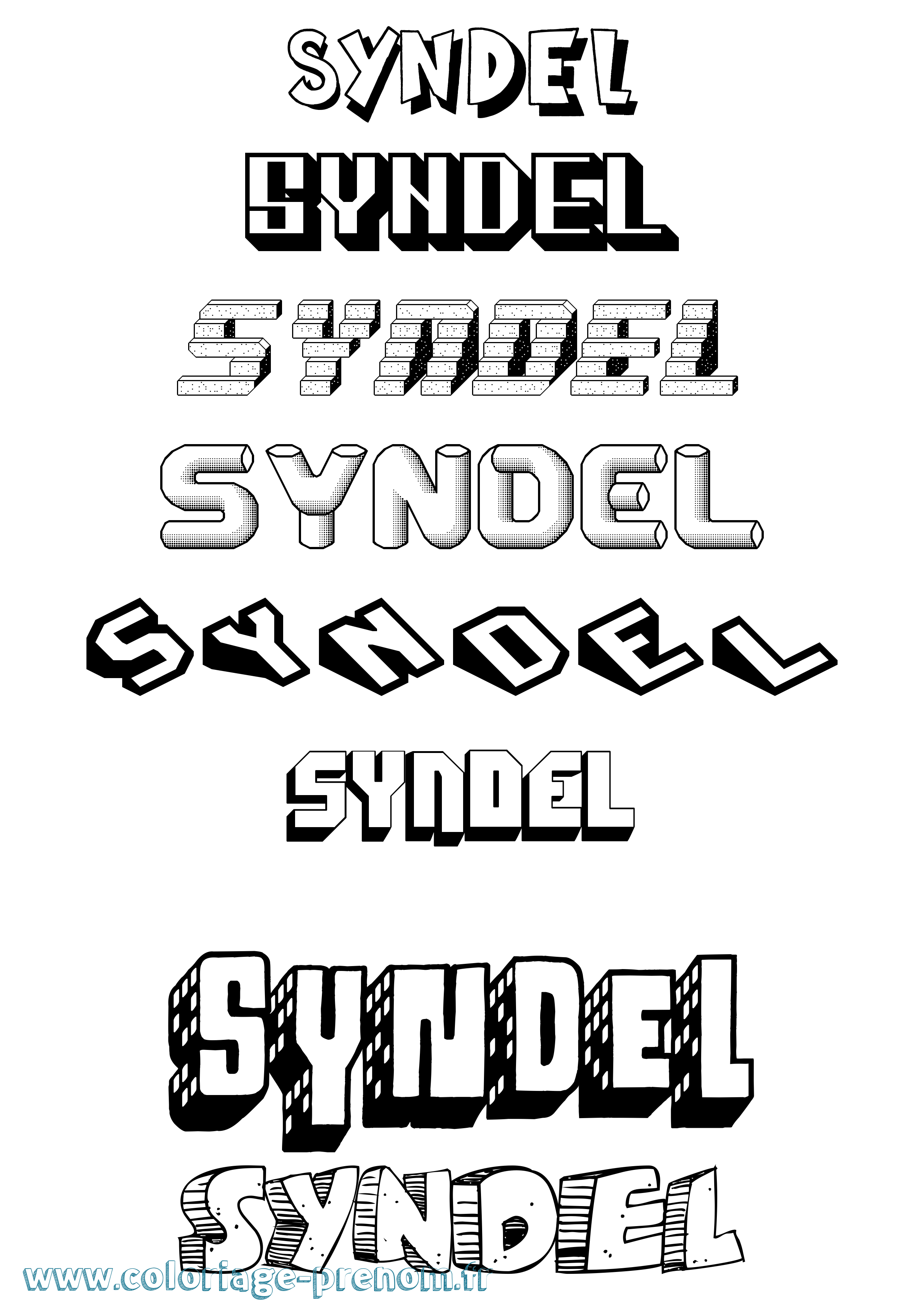 Coloriage Syndel Effet 3D Coloriage prénom Syndel Effet 3D