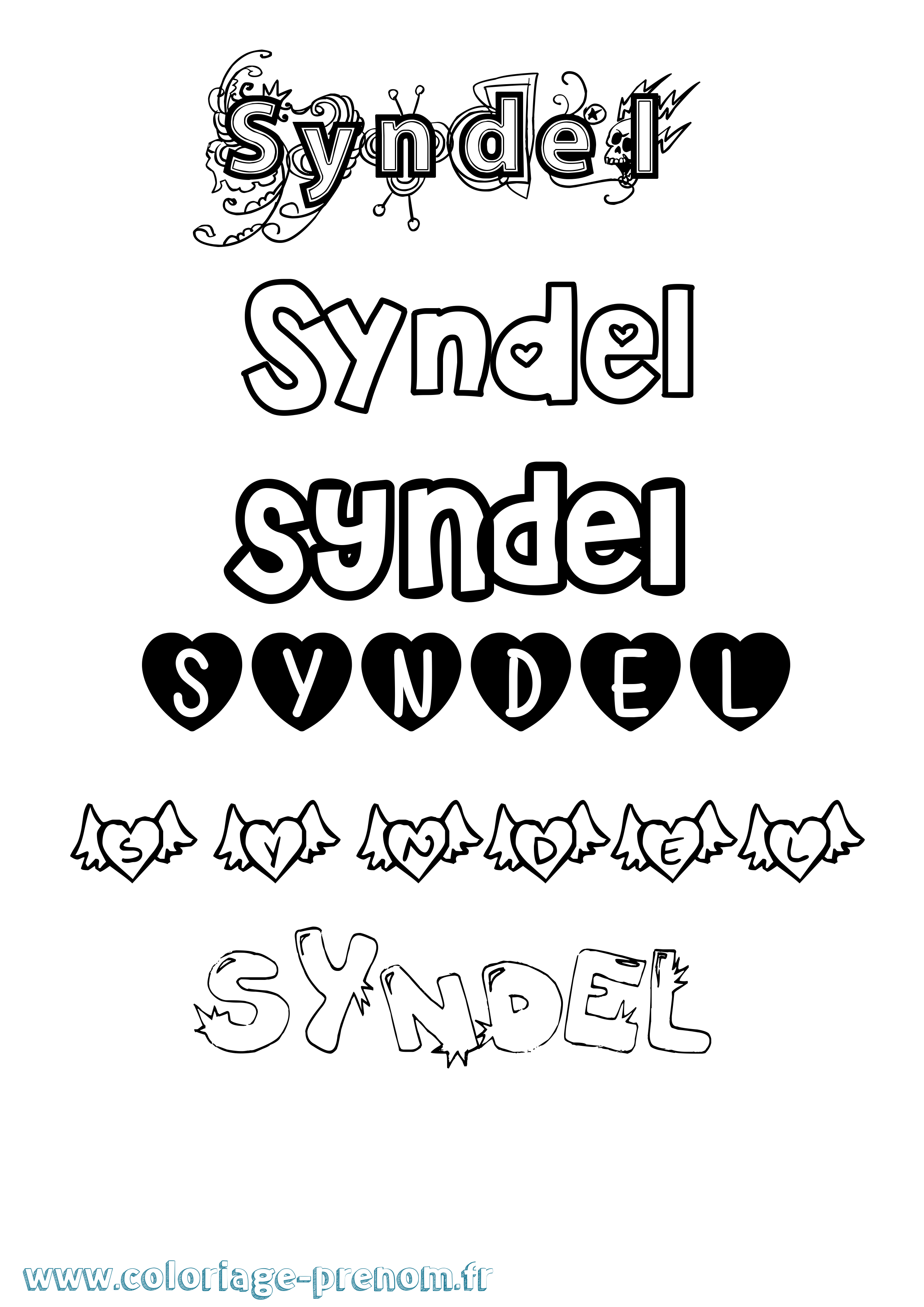 Coloriage Syndel Girly Coloriage prénom Syndel Girly