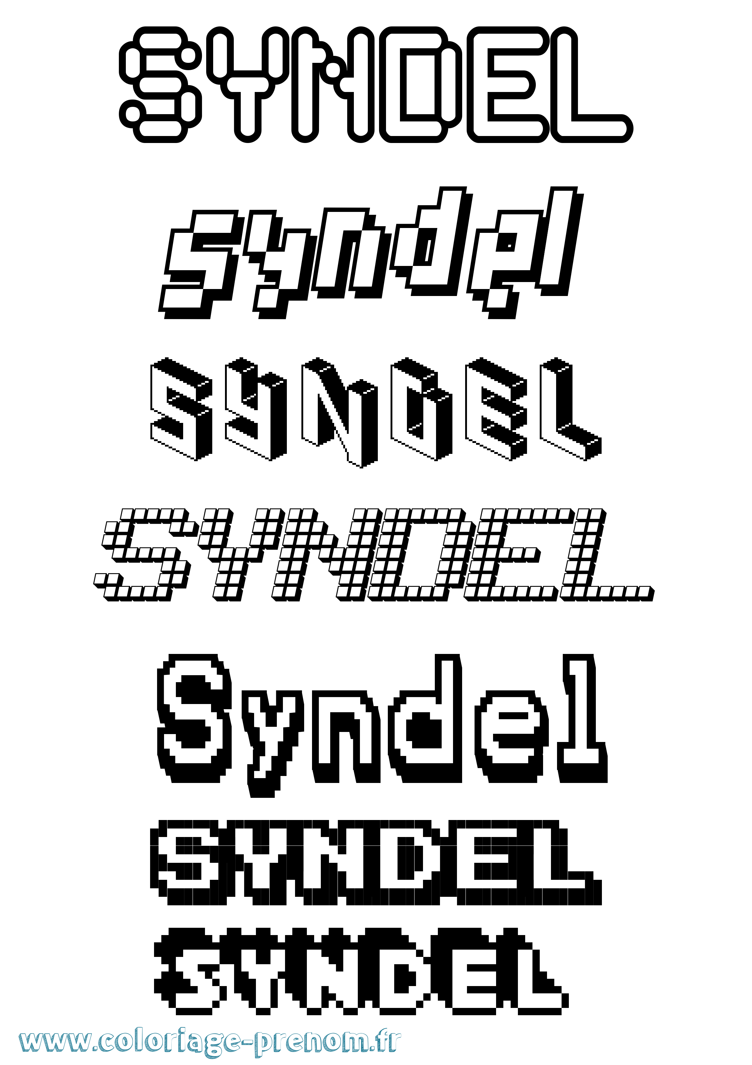Coloriage Syndel Pixel Coloriage prénom Syndel Pixel