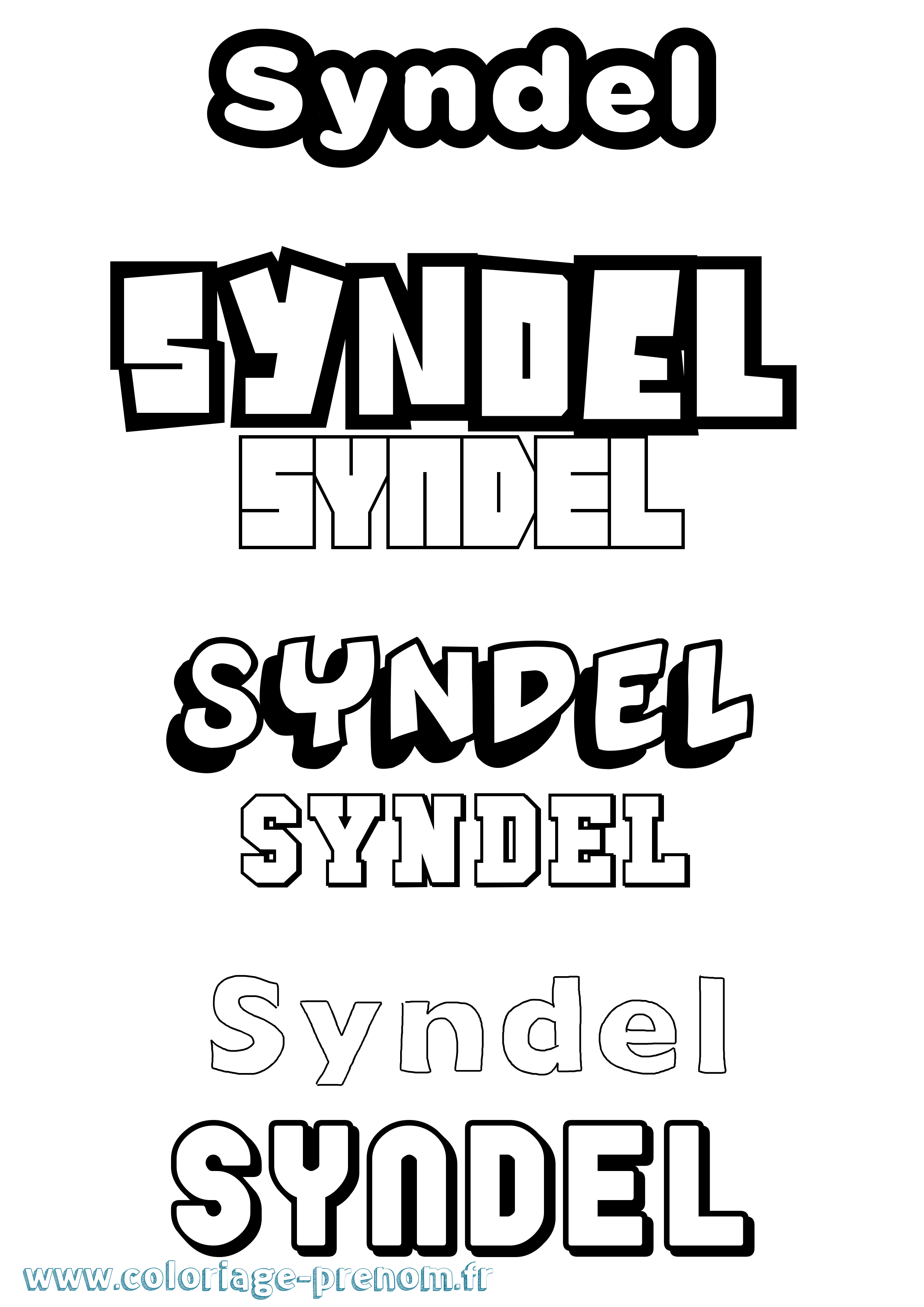 Coloriage Syndel Simple Coloriage prénom Syndel Simple