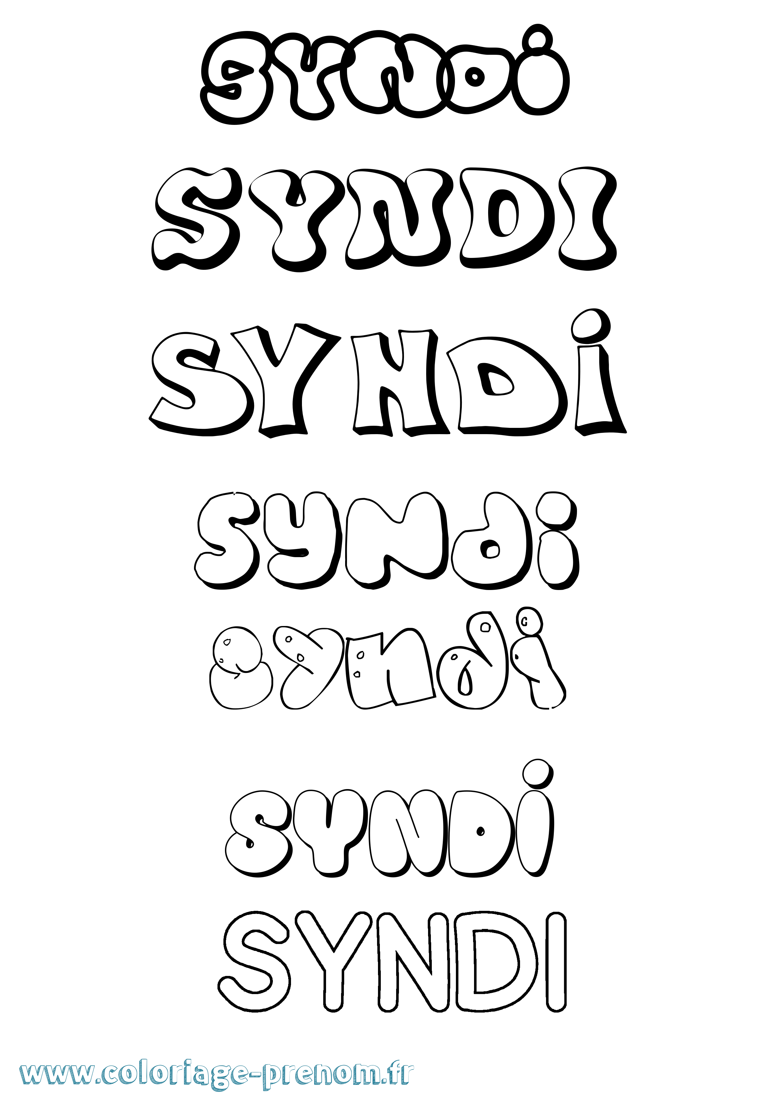 Coloriage Syndi Bubble Coloriage prénom Syndi Bubble