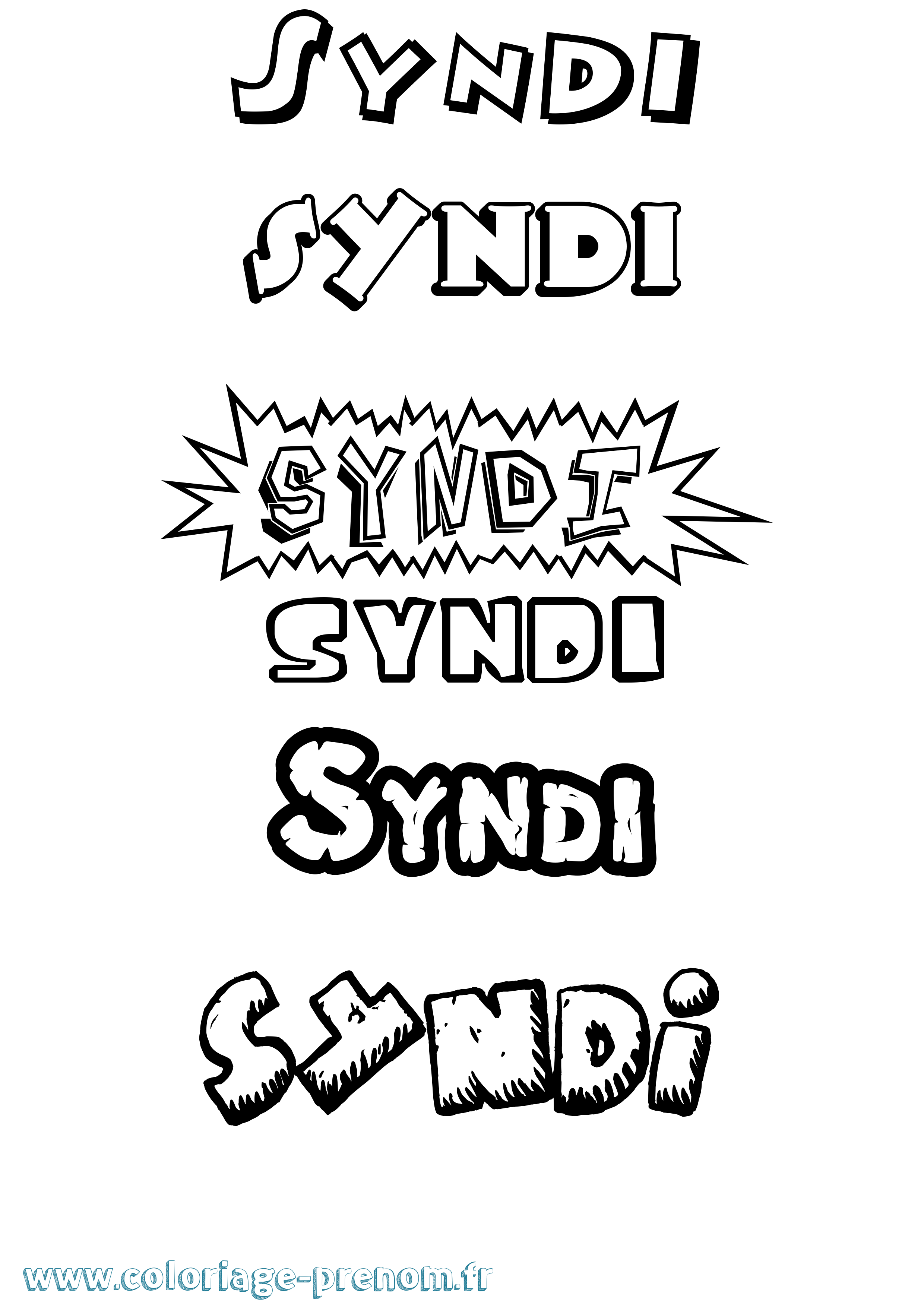 Coloriage Syndi Dessin Animé Coloriage prénom Syndi Dessin Animé