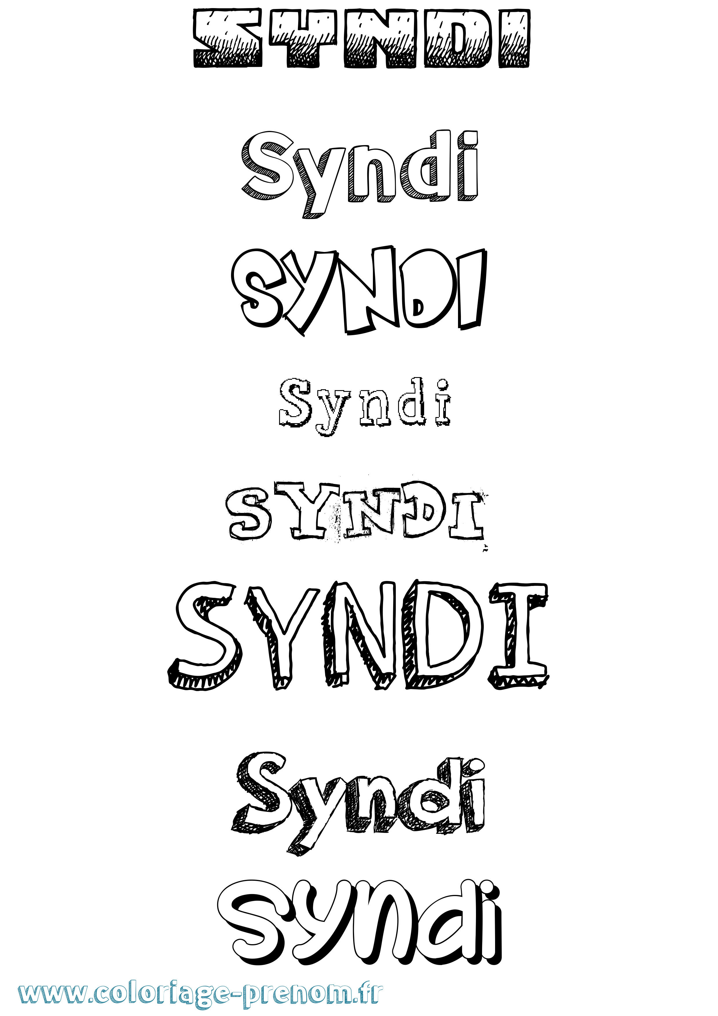 Coloriage Syndi Dessiné Coloriage prénom Syndi Dessiné