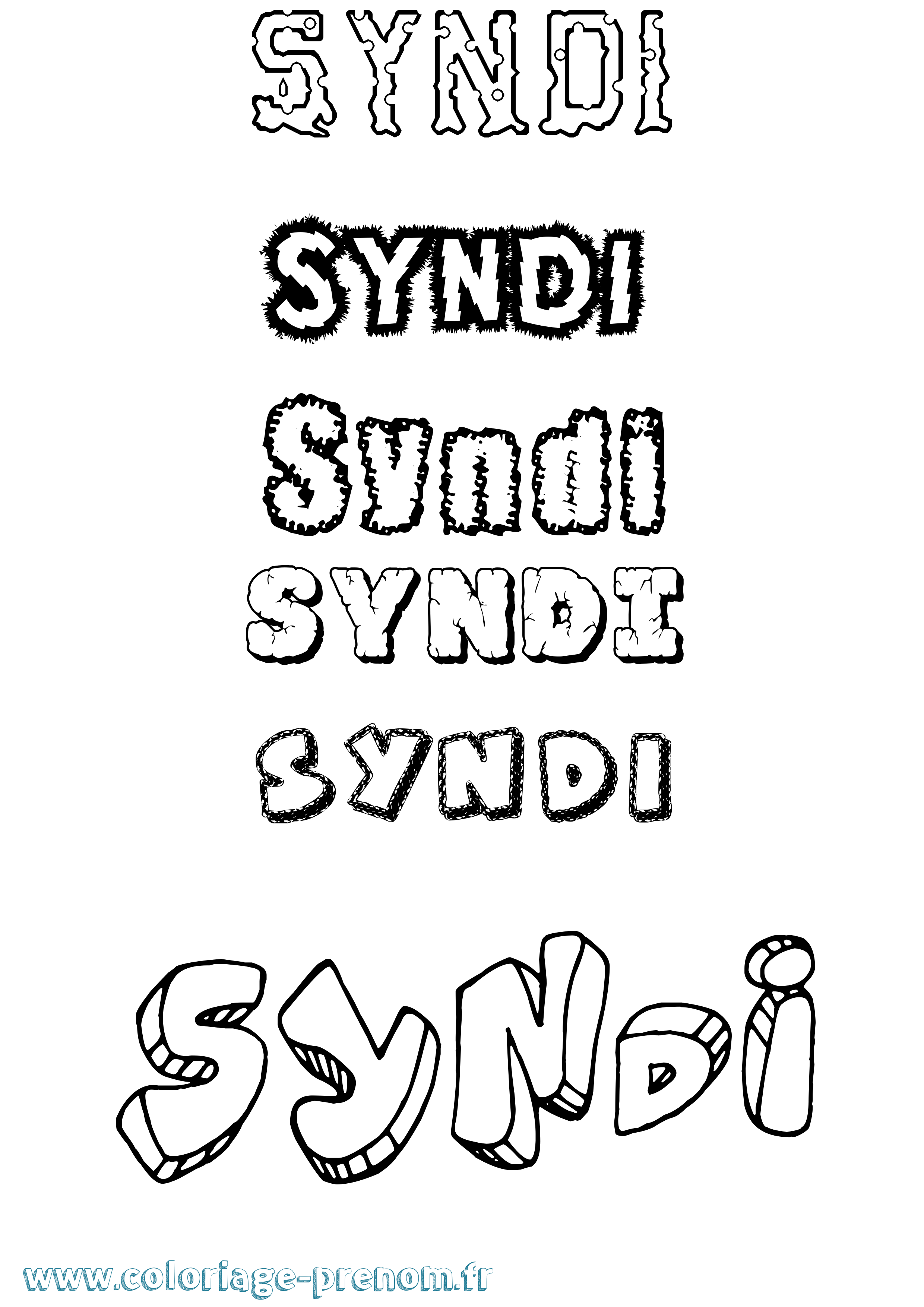 Coloriage Syndi Destructuré Coloriage prénom Syndi Destructuré