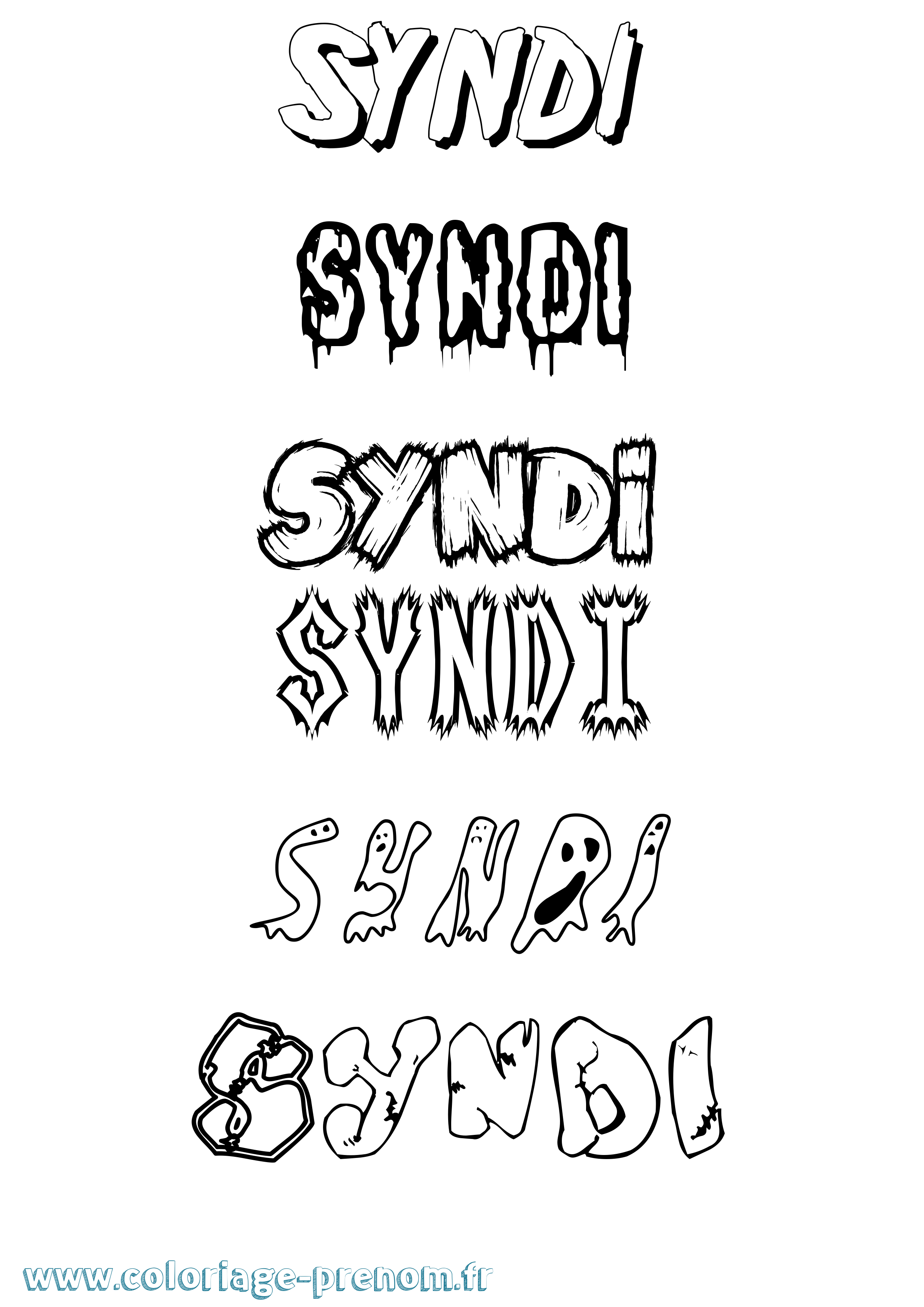 Coloriage Syndi Frisson Coloriage prénom Syndi Frisson