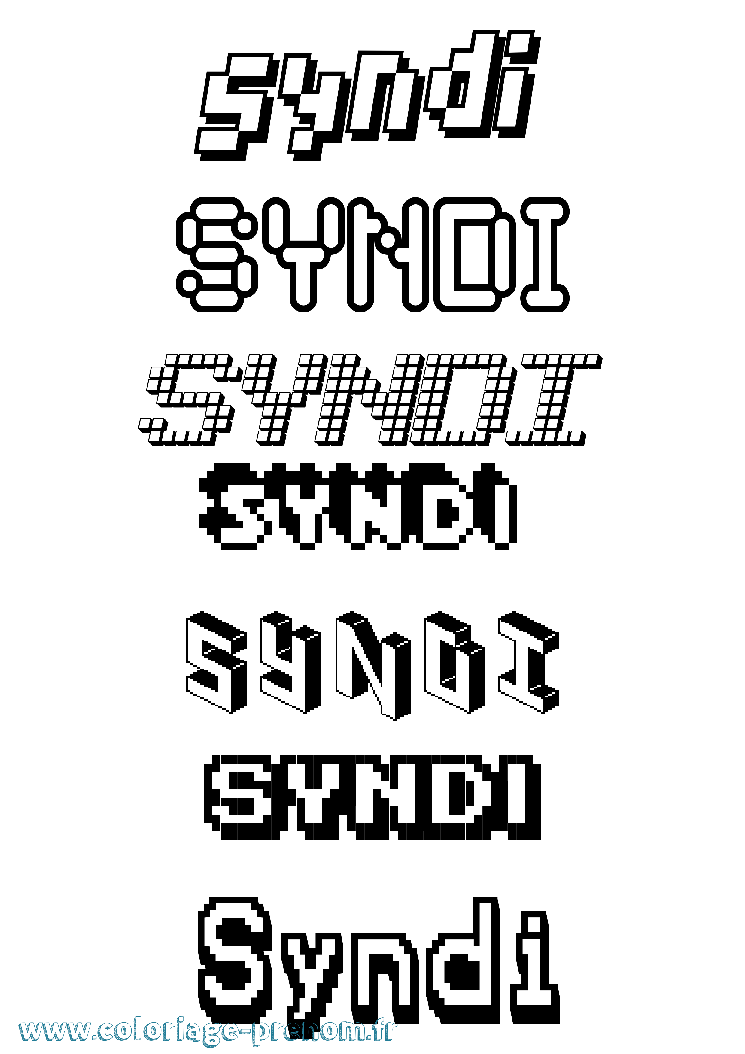 Coloriage Syndi Pixel Coloriage prénom Syndi Pixel