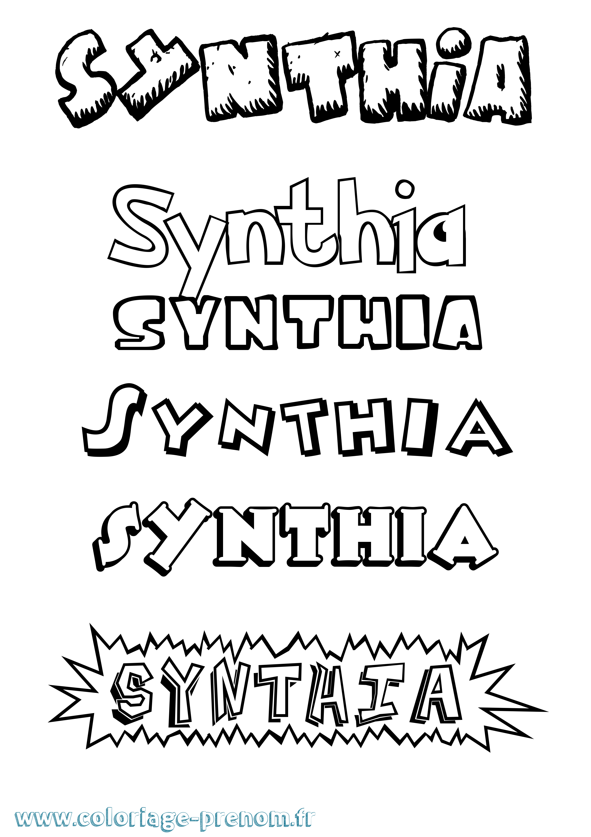 Coloriage Synthia Dessin Animé Coloriage prénom Synthia Dessin Animé