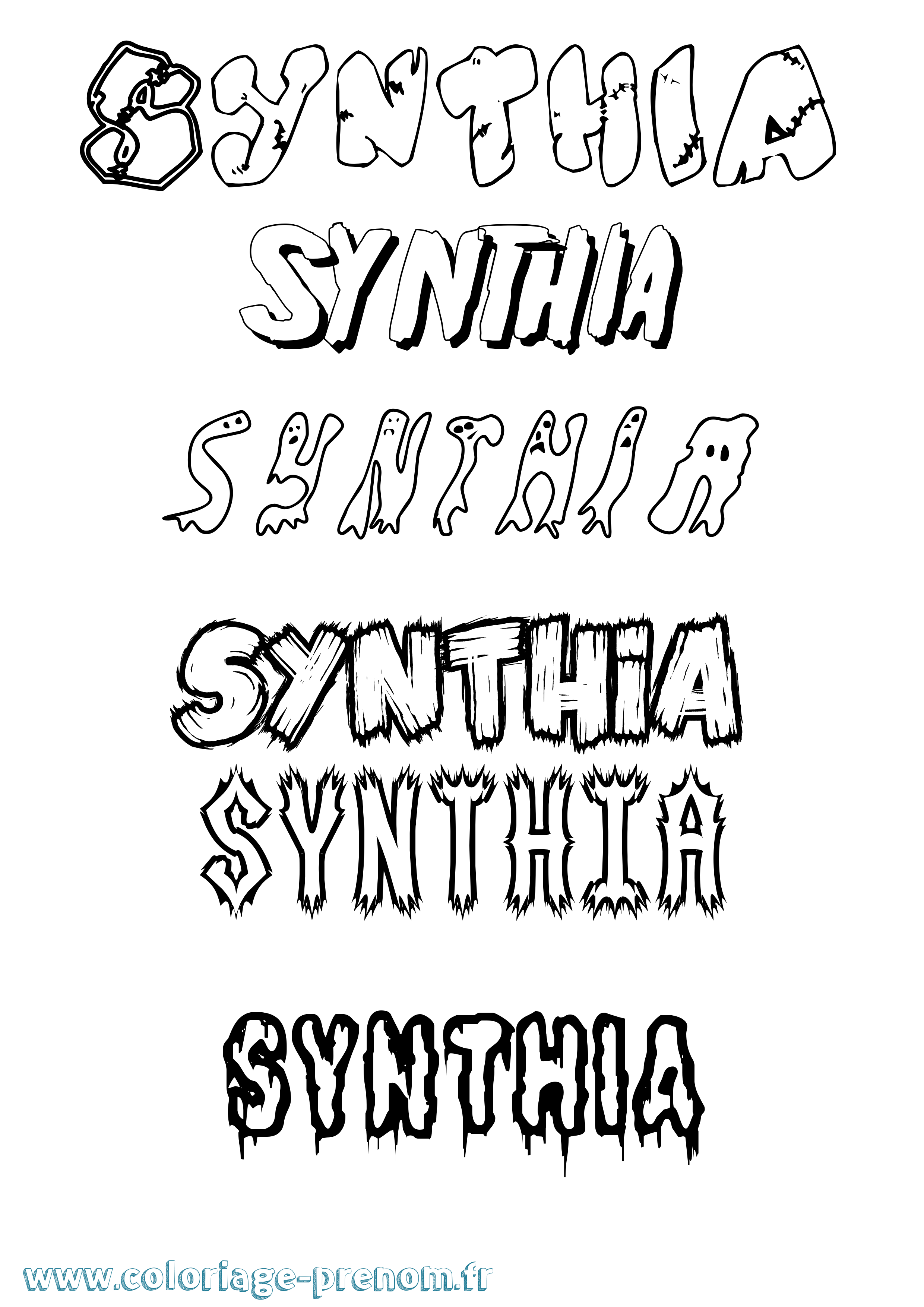 Coloriage Synthia Frisson Coloriage prénom Synthia Frisson