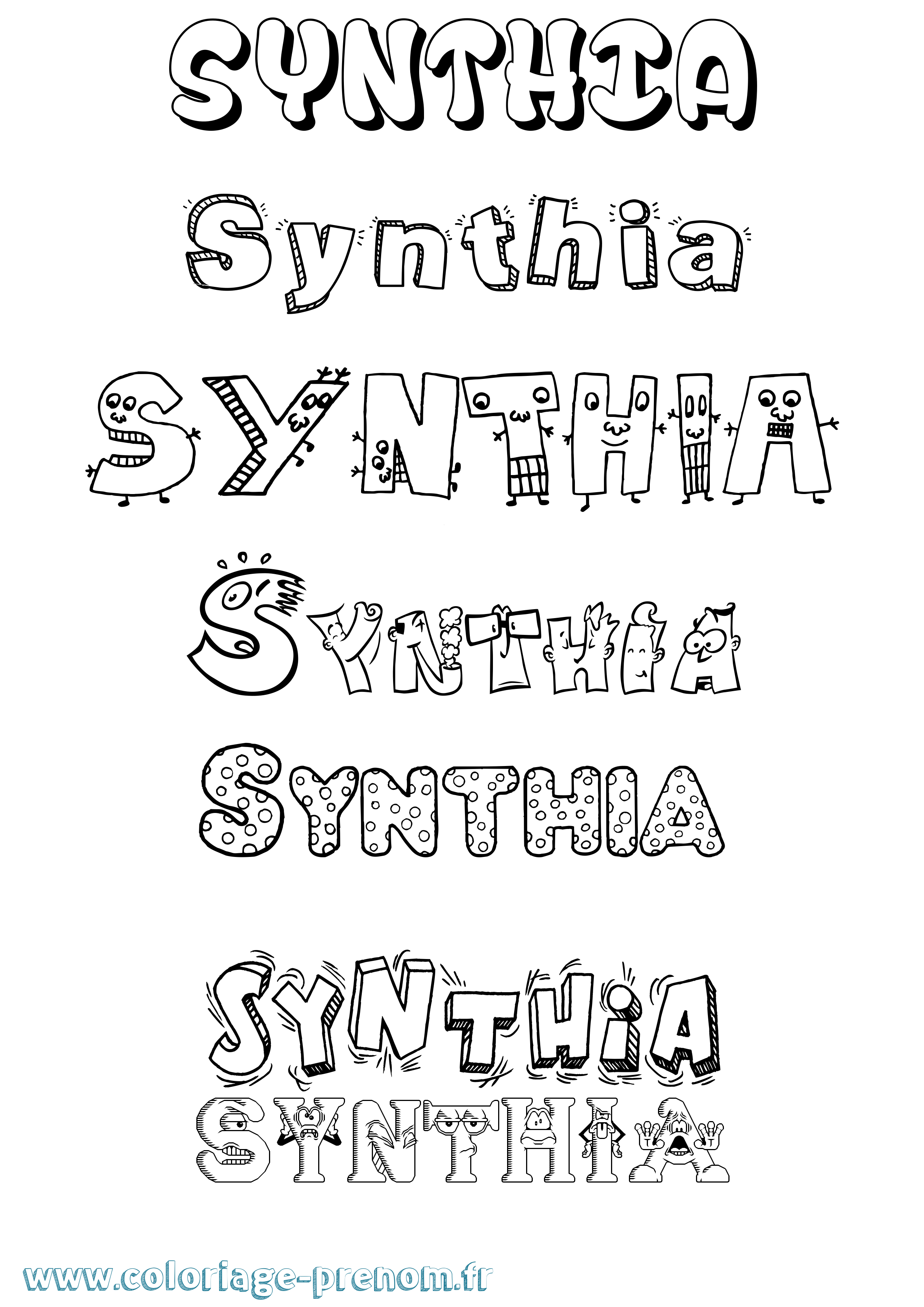 Coloriage Synthia Fun Coloriage prénom Synthia Fun