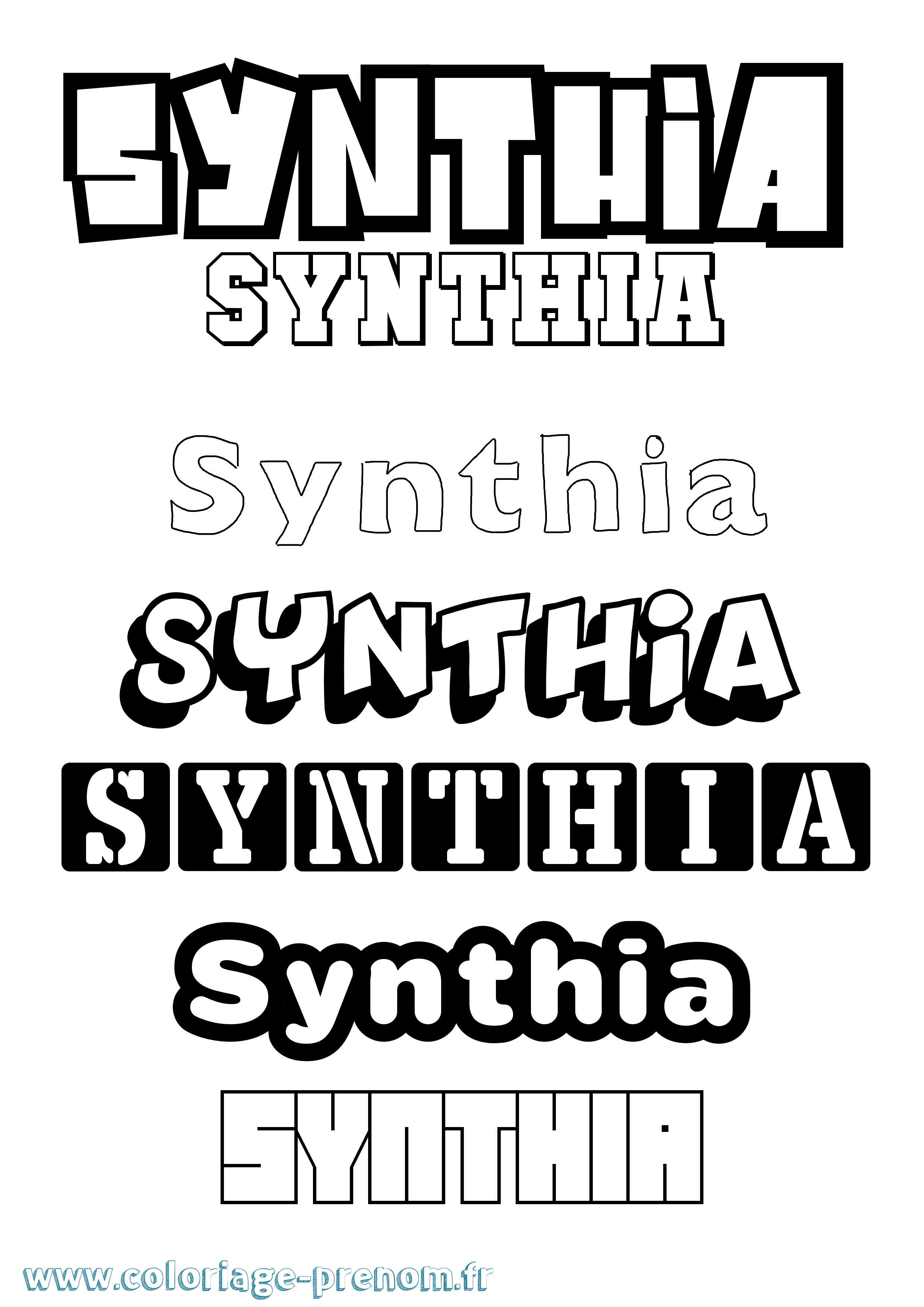 Coloriage Synthia Simple Coloriage prénom Synthia Simple