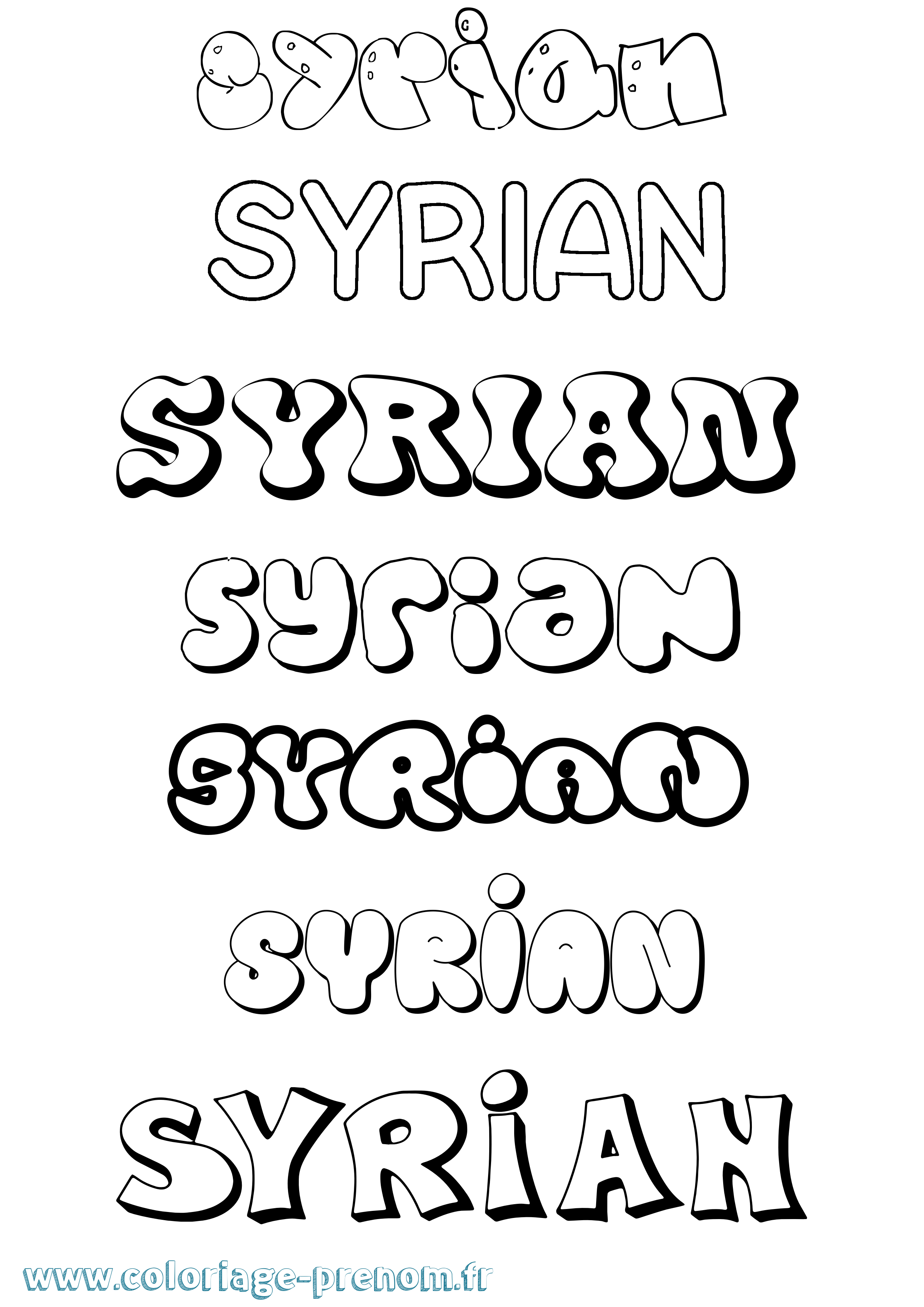 Coloriage Syrian Bubble Coloriage prénom Syrian Bubble