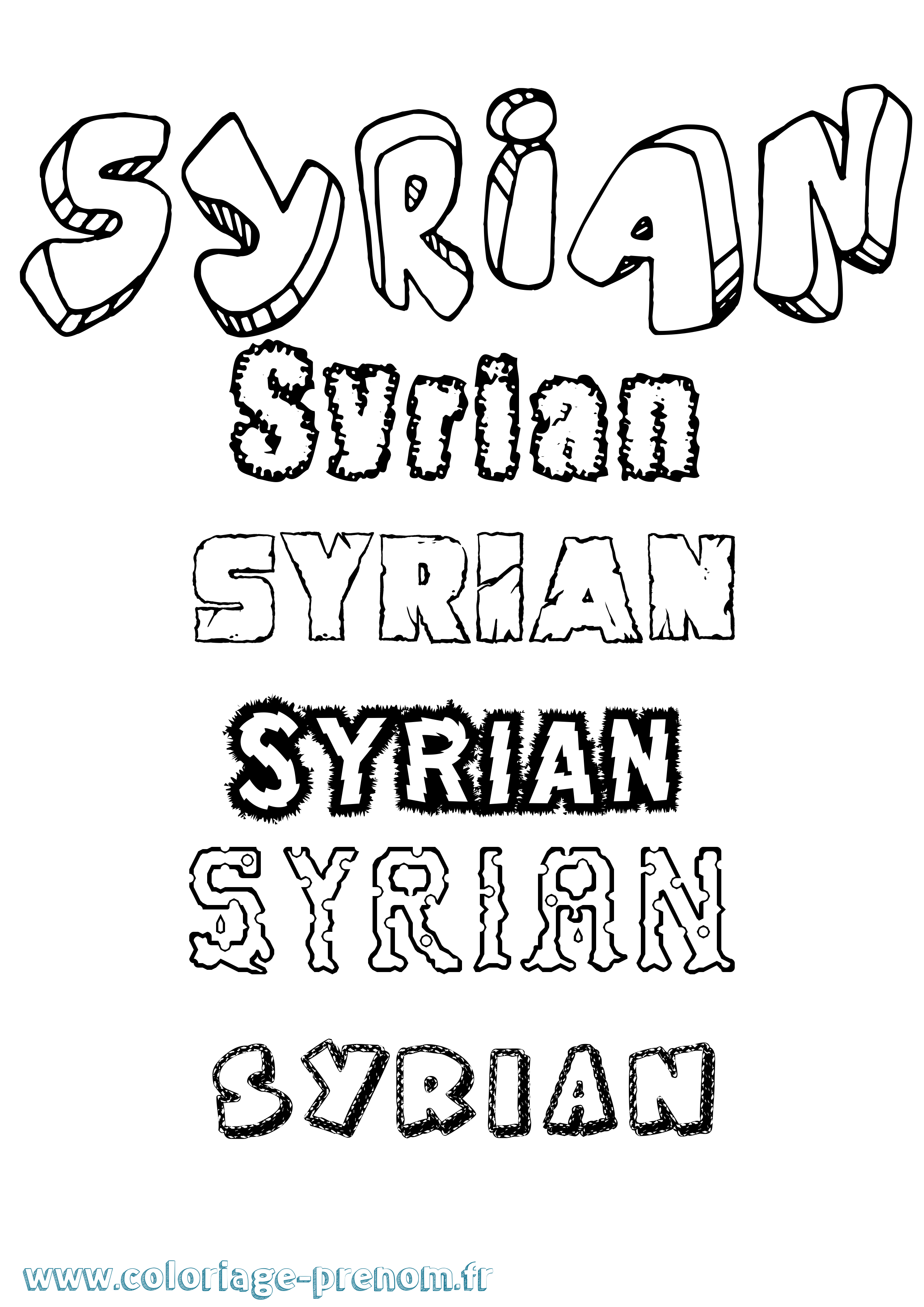 Coloriage Syrian Destructuré Coloriage prénom Syrian Destructuré