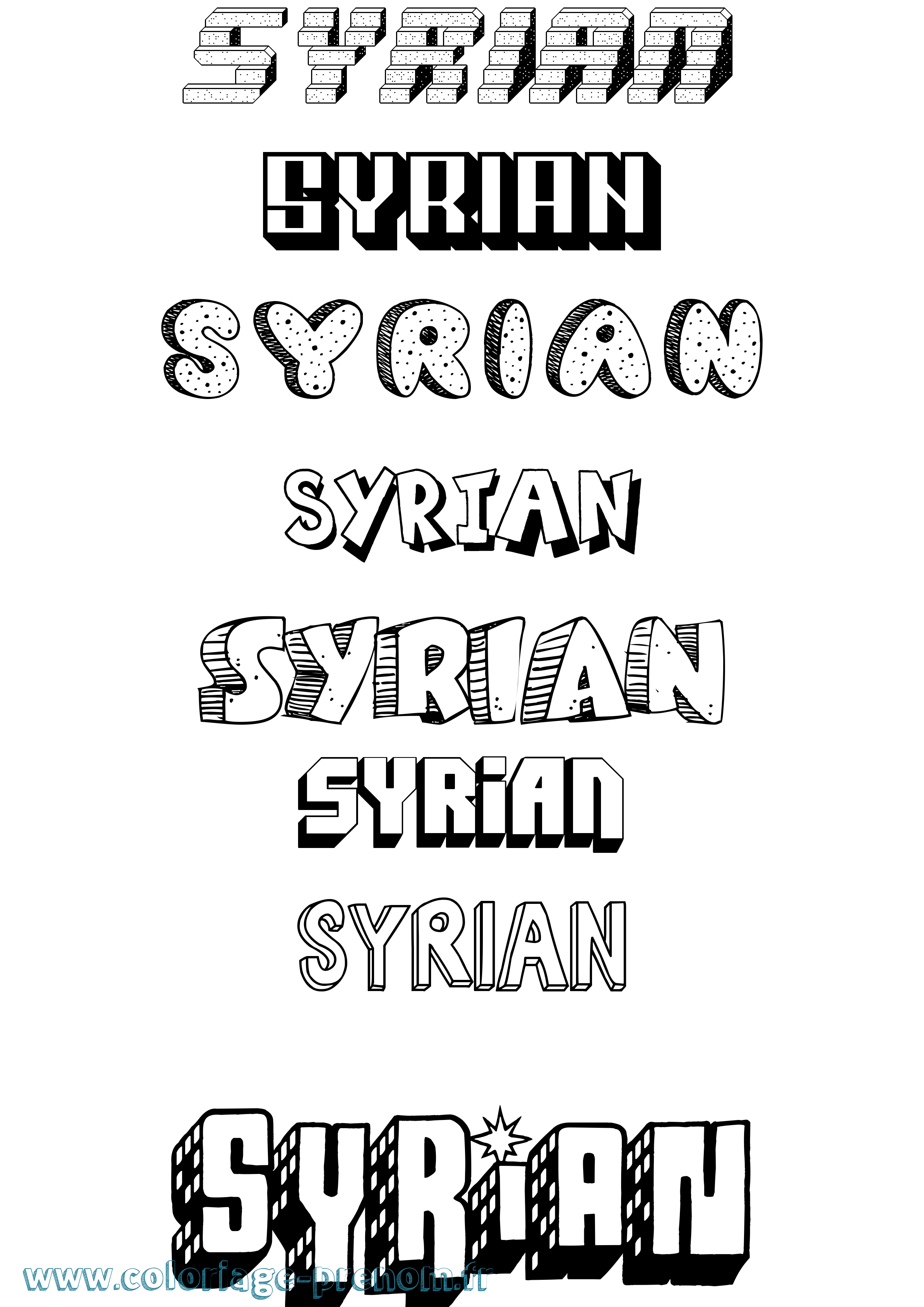 Coloriage Syrian Effet 3D Coloriage prénom Syrian Effet 3D