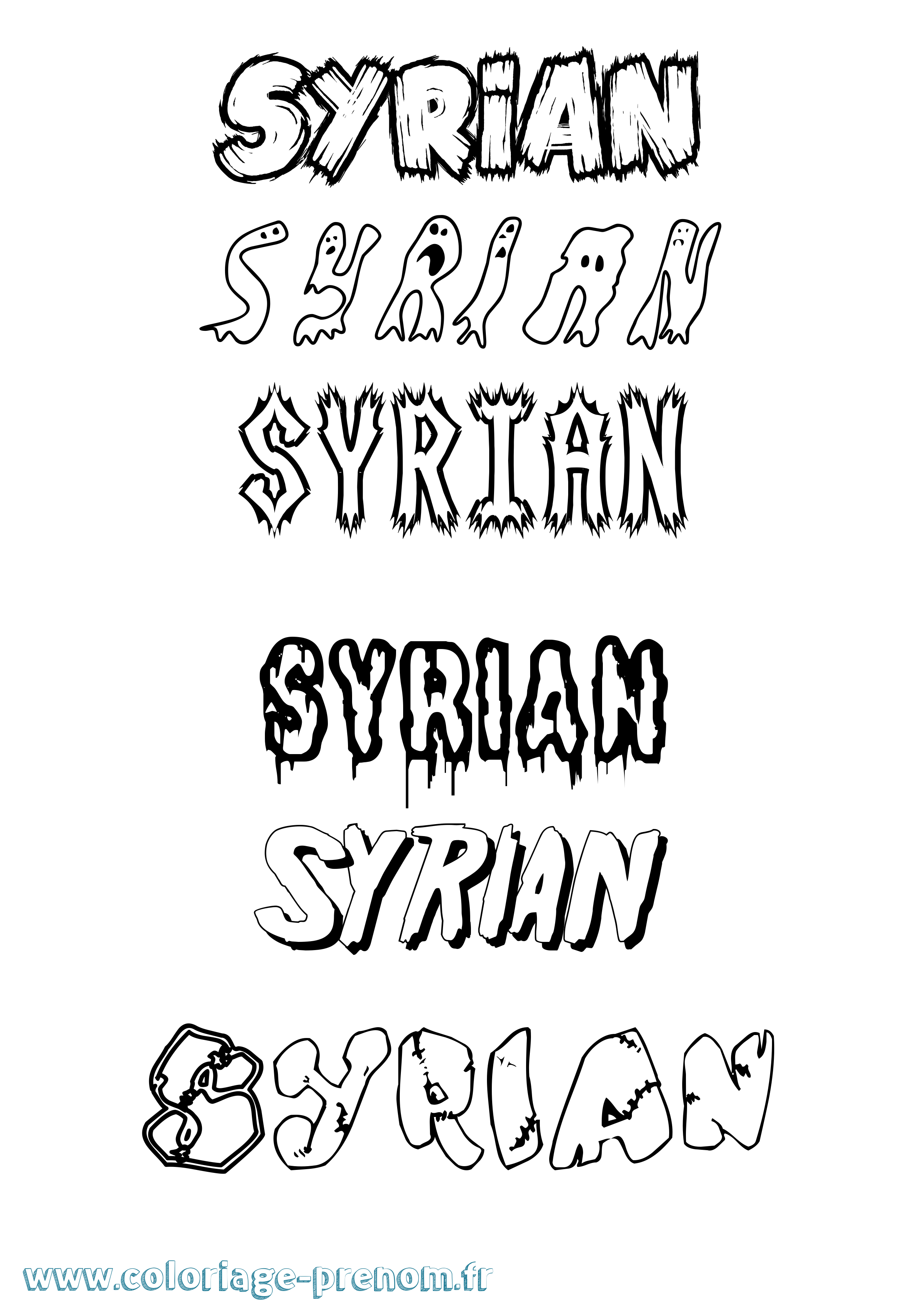Coloriage Syrian Frisson Coloriage prénom Syrian Frisson