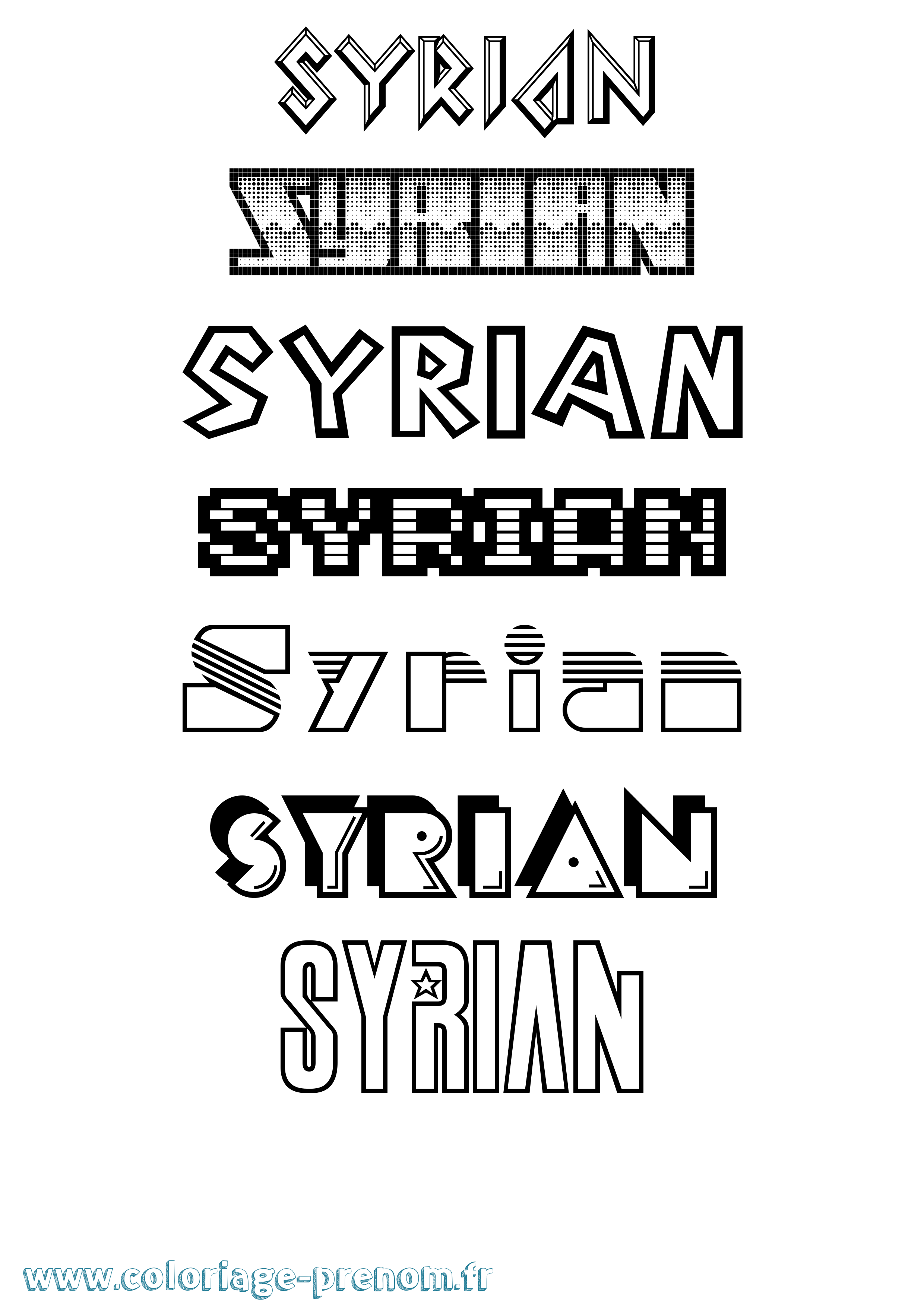 Coloriage Syrian Jeux Vidéos Coloriage prénom Syrian Jeux Vidéos