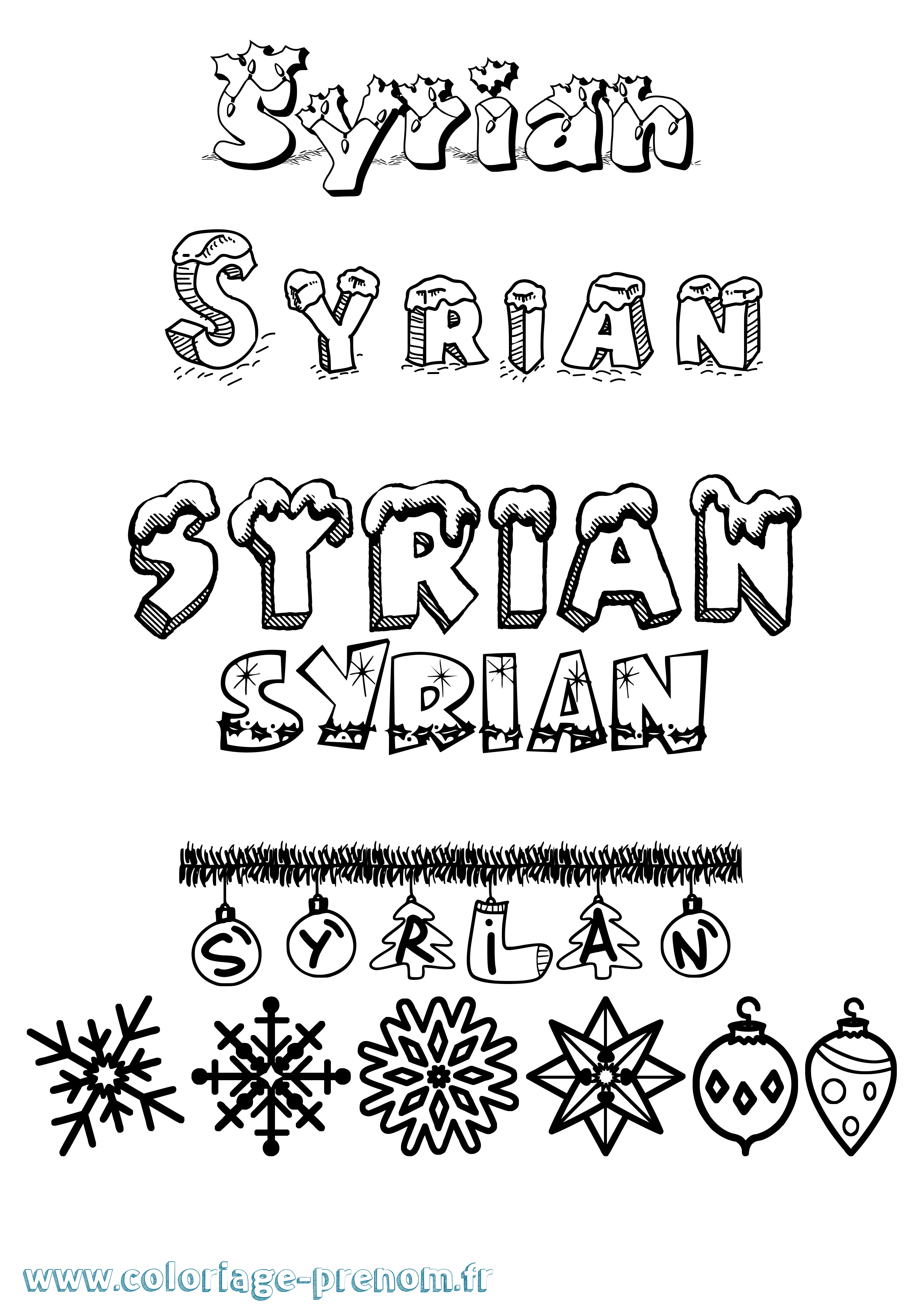 Coloriage Syrian Noël Coloriage prénom Syrian Noël