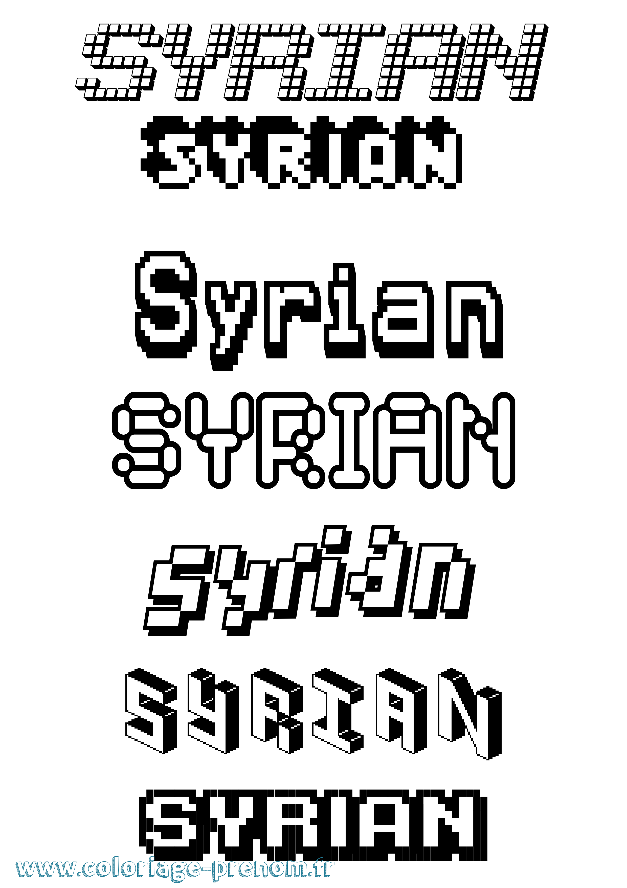 Coloriage Syrian Pixel Coloriage prénom Syrian Pixel