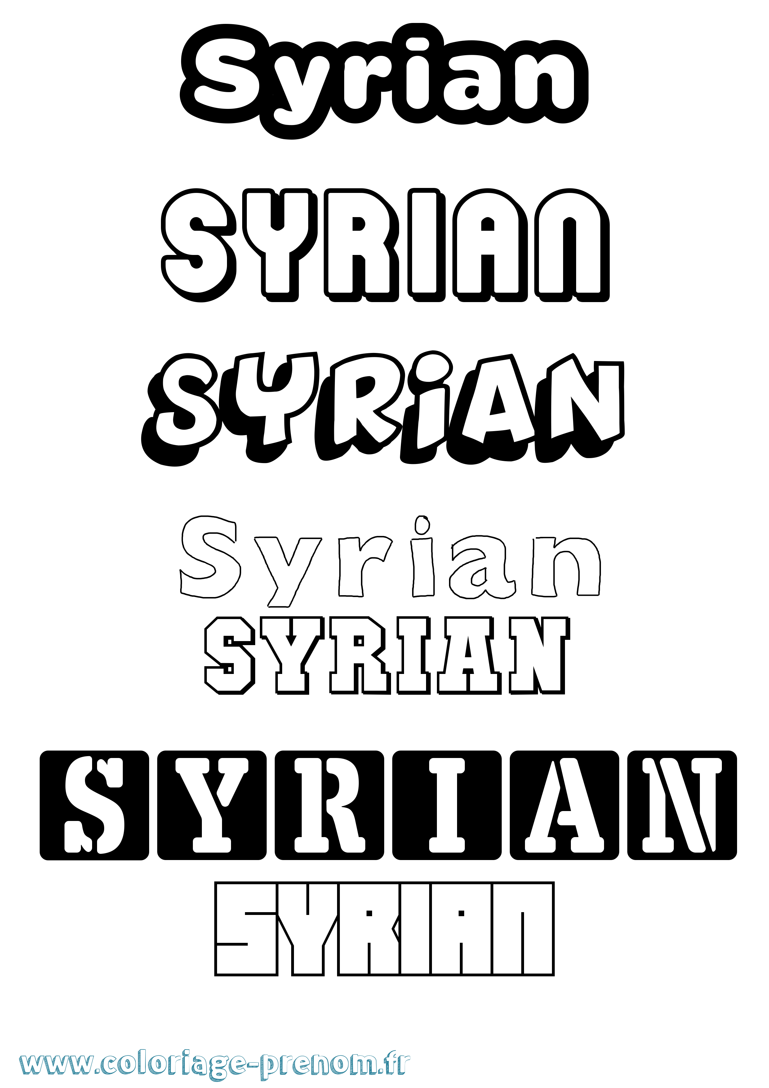 Coloriage Syrian Simple Coloriage prénom Syrian Simple