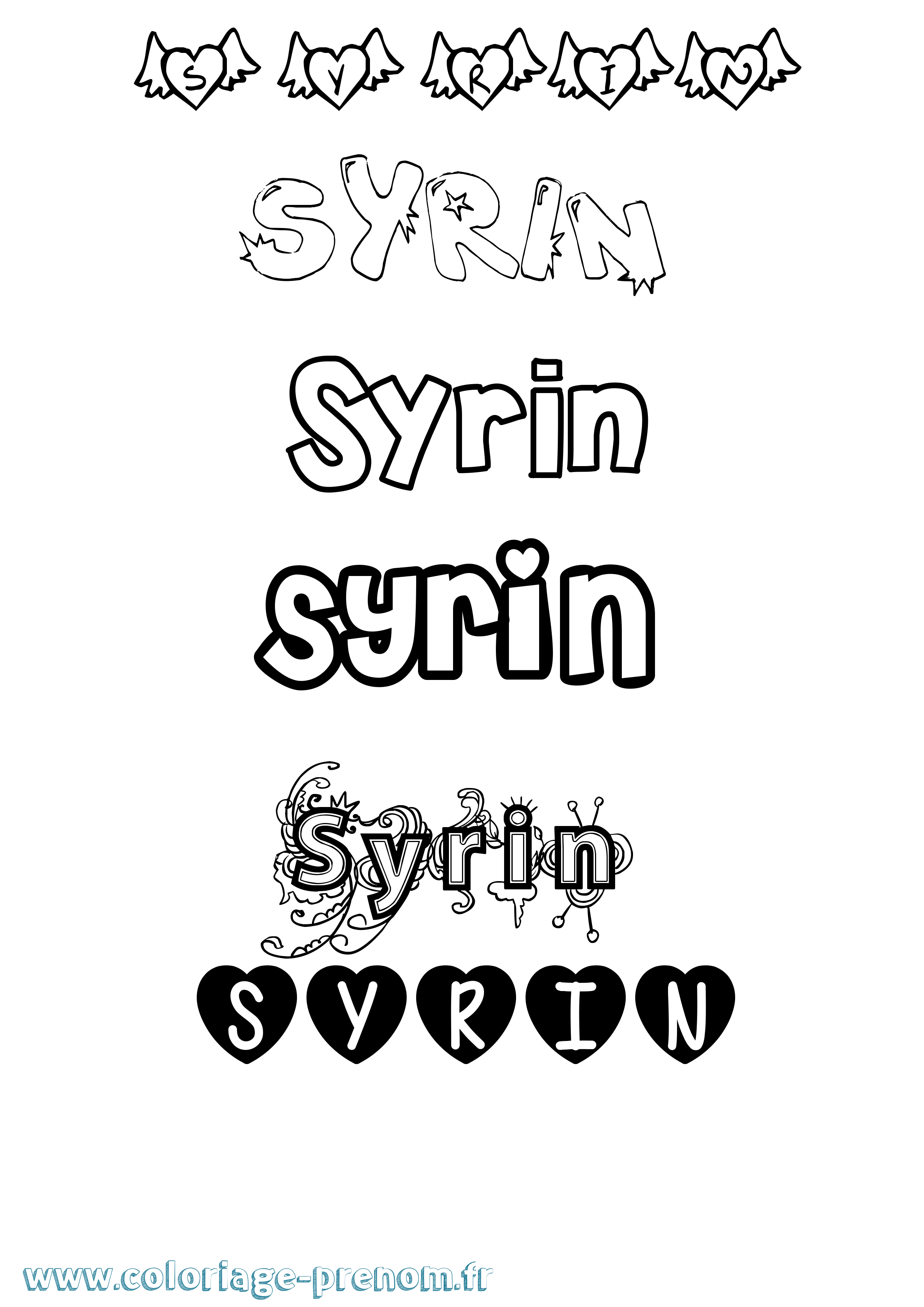 Coloriage Syrin Girly Coloriage prénom Syrin Girly