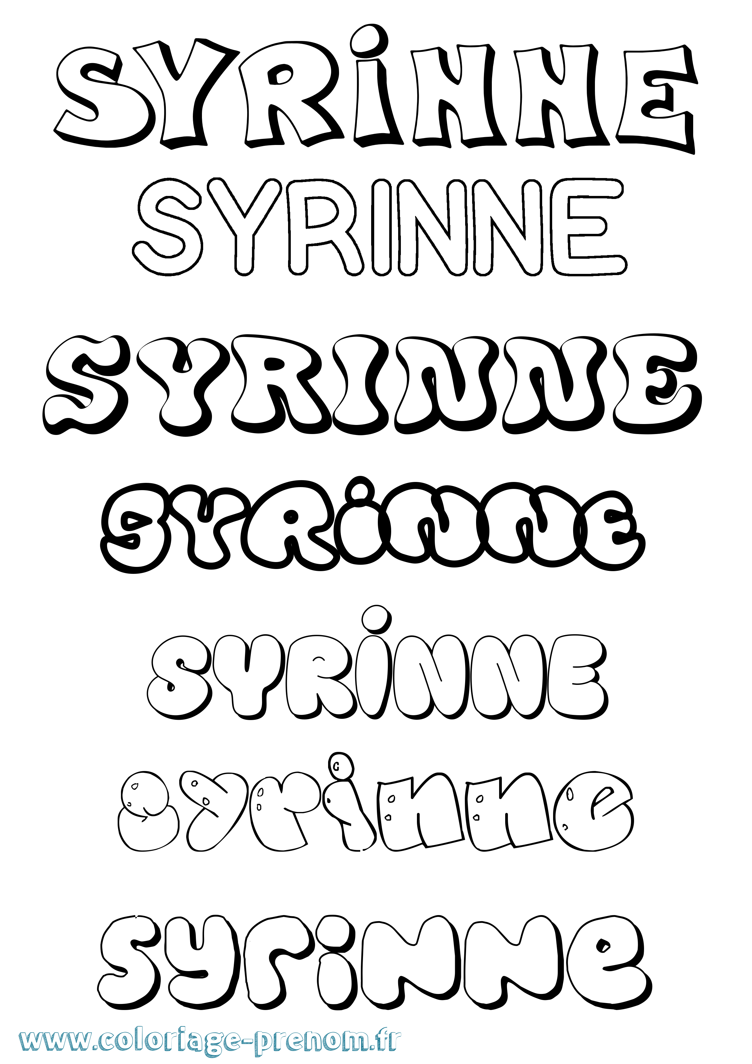 Coloriage Syrinne Bubble Coloriage prénom Syrinne Bubble