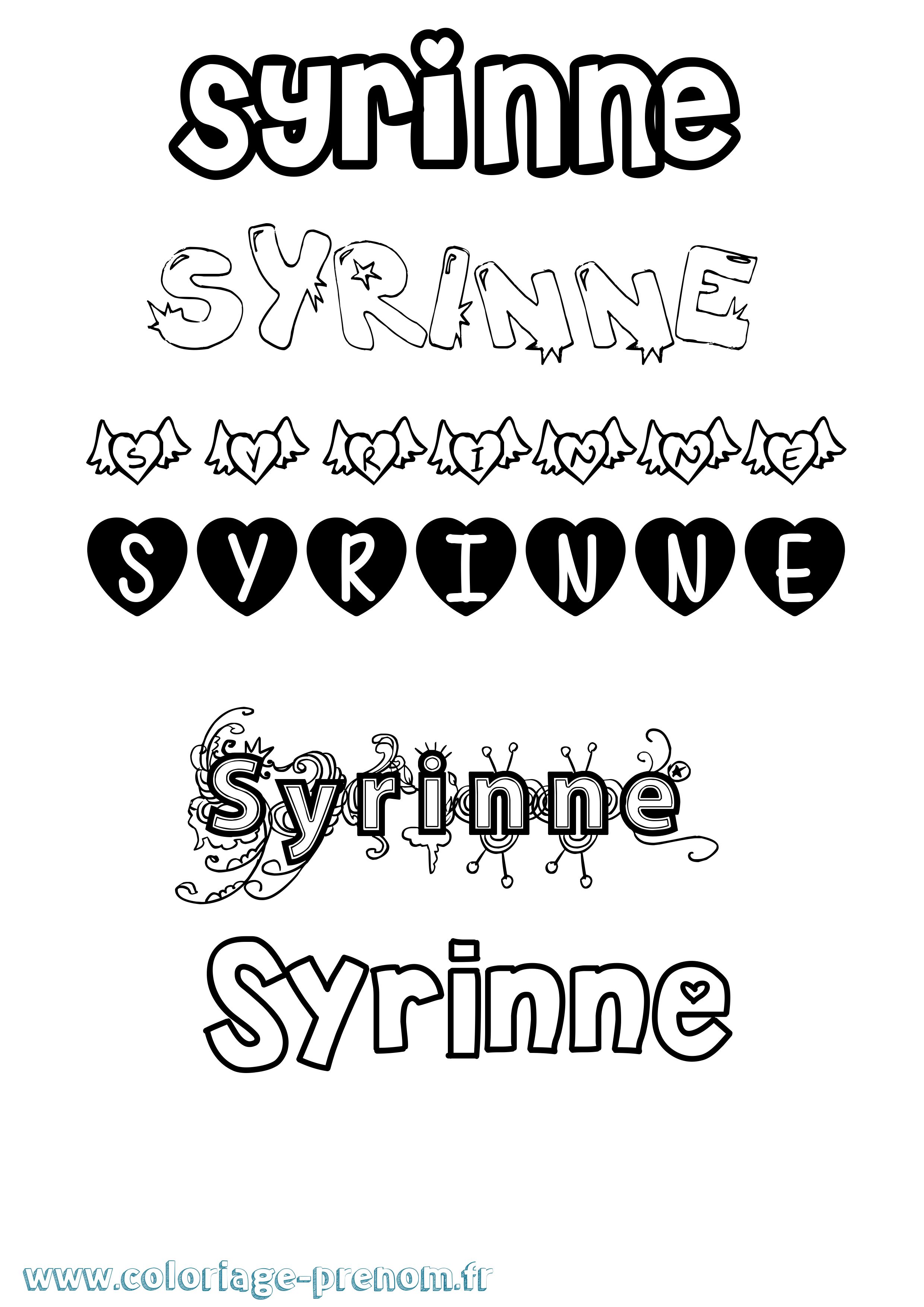 Coloriage Syrinne Girly Coloriage prénom Syrinne Girly