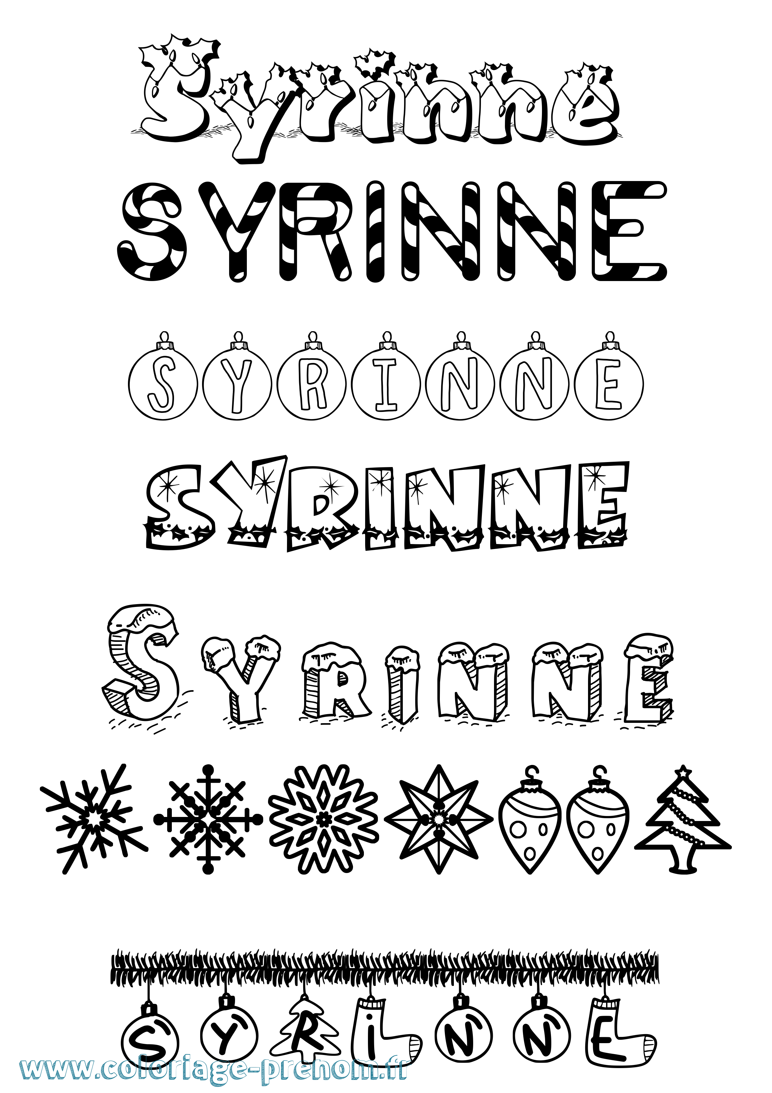 Coloriage Syrinne Noël Coloriage prénom Syrinne Noël