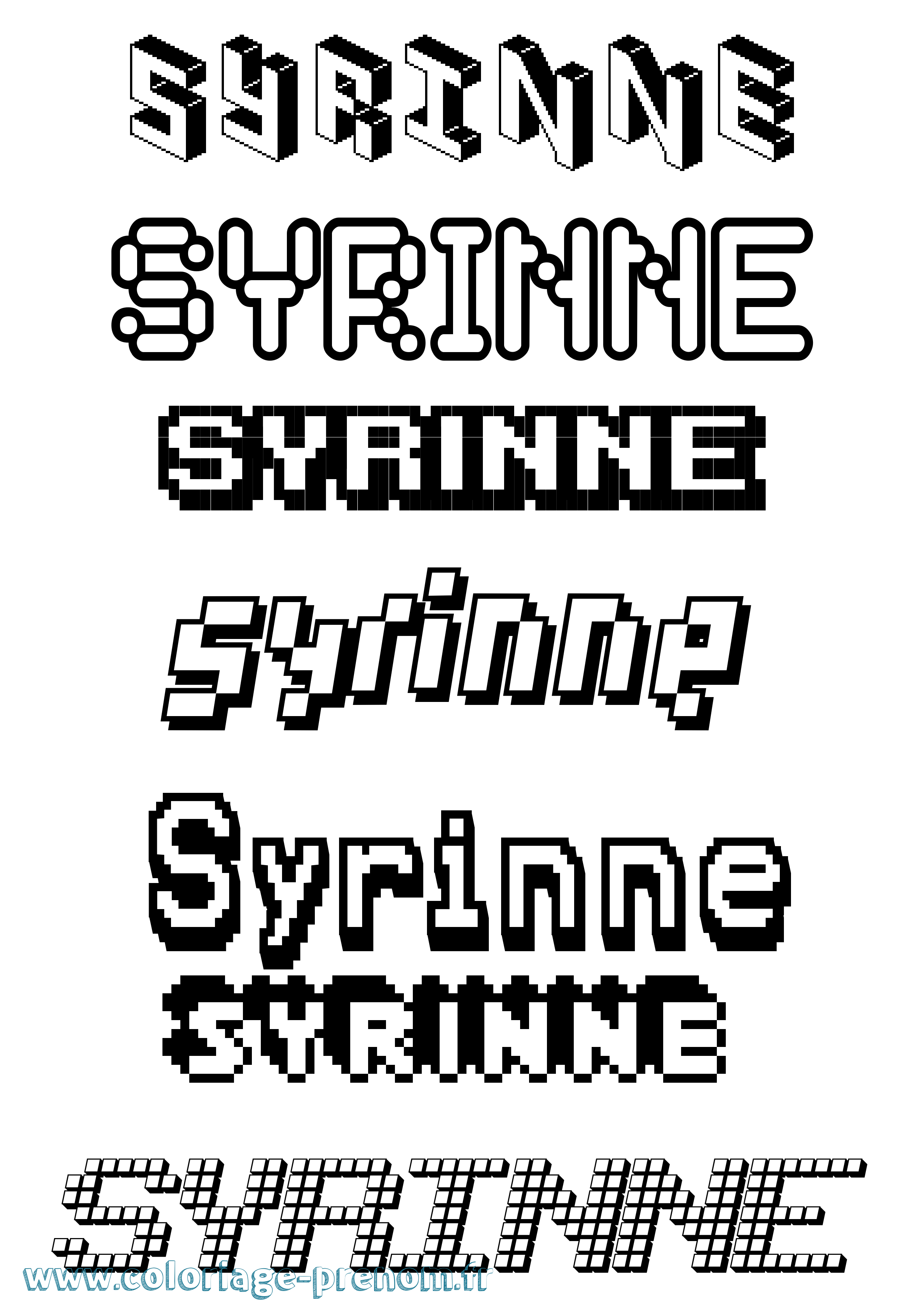 Coloriage Syrinne Pixel Coloriage prénom Syrinne Pixel