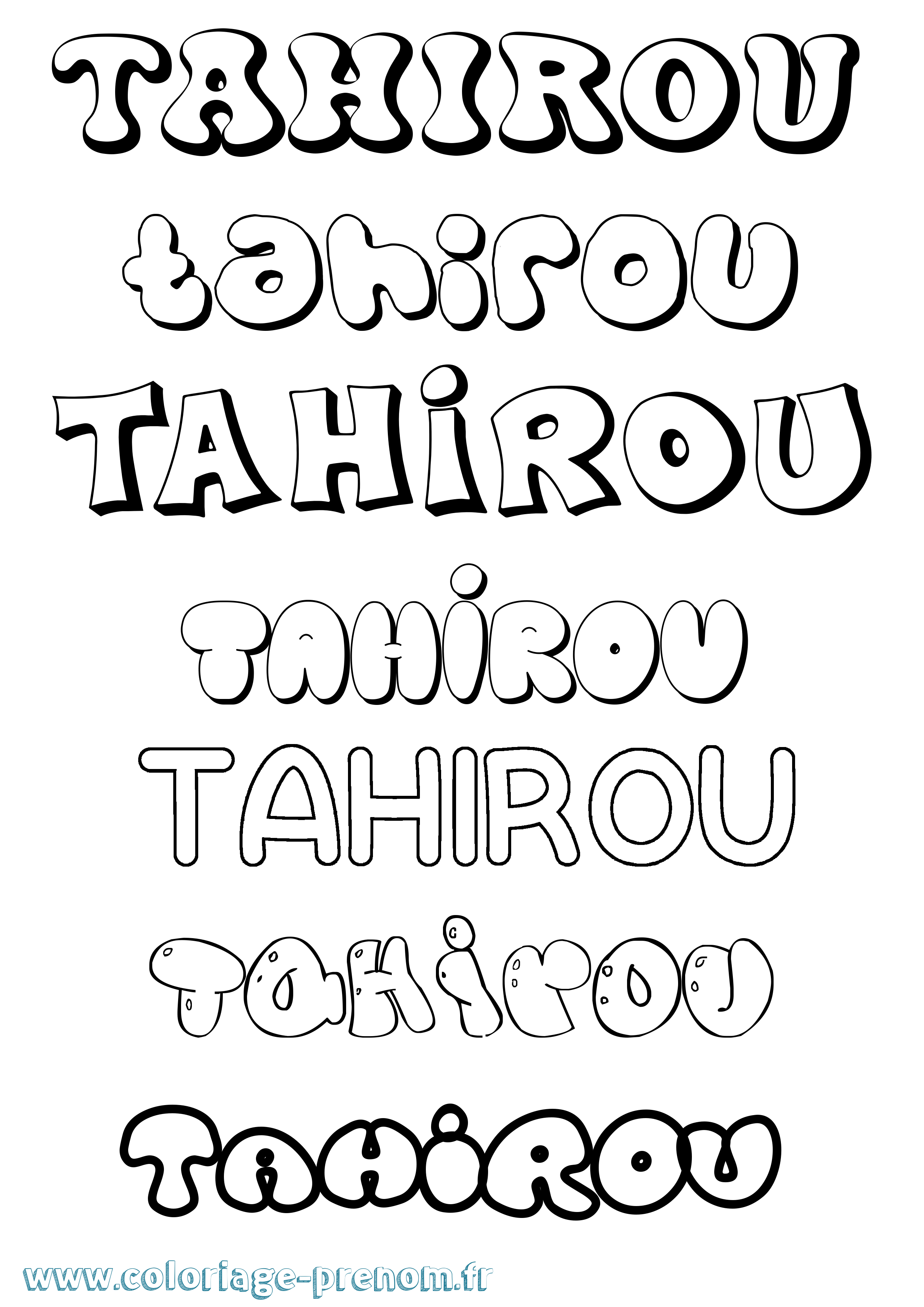 Coloriage Tahirou Bubble Coloriage prénom Tahirou Bubble