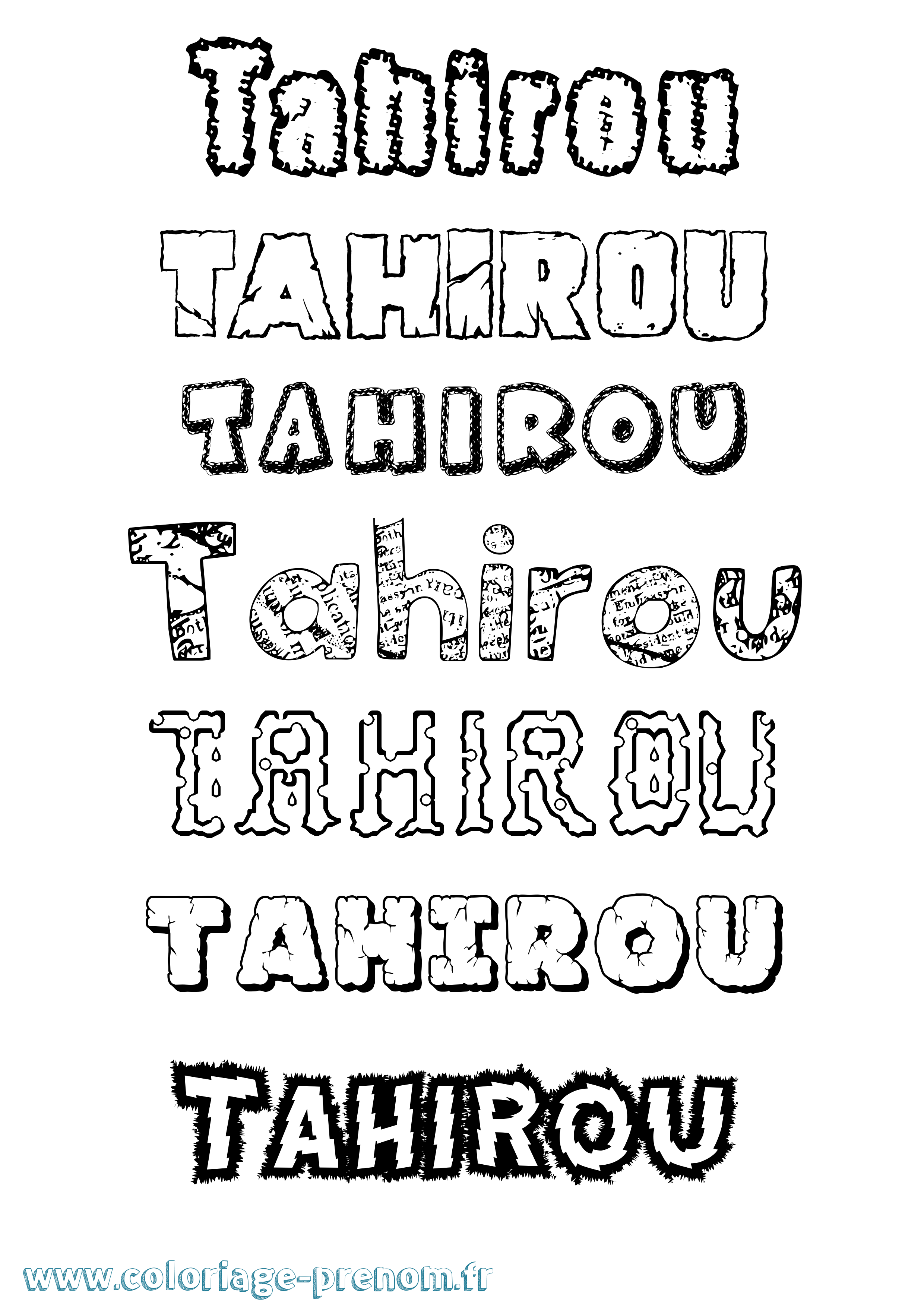 Coloriage Tahirou Destructuré Coloriage prénom Tahirou Destructuré